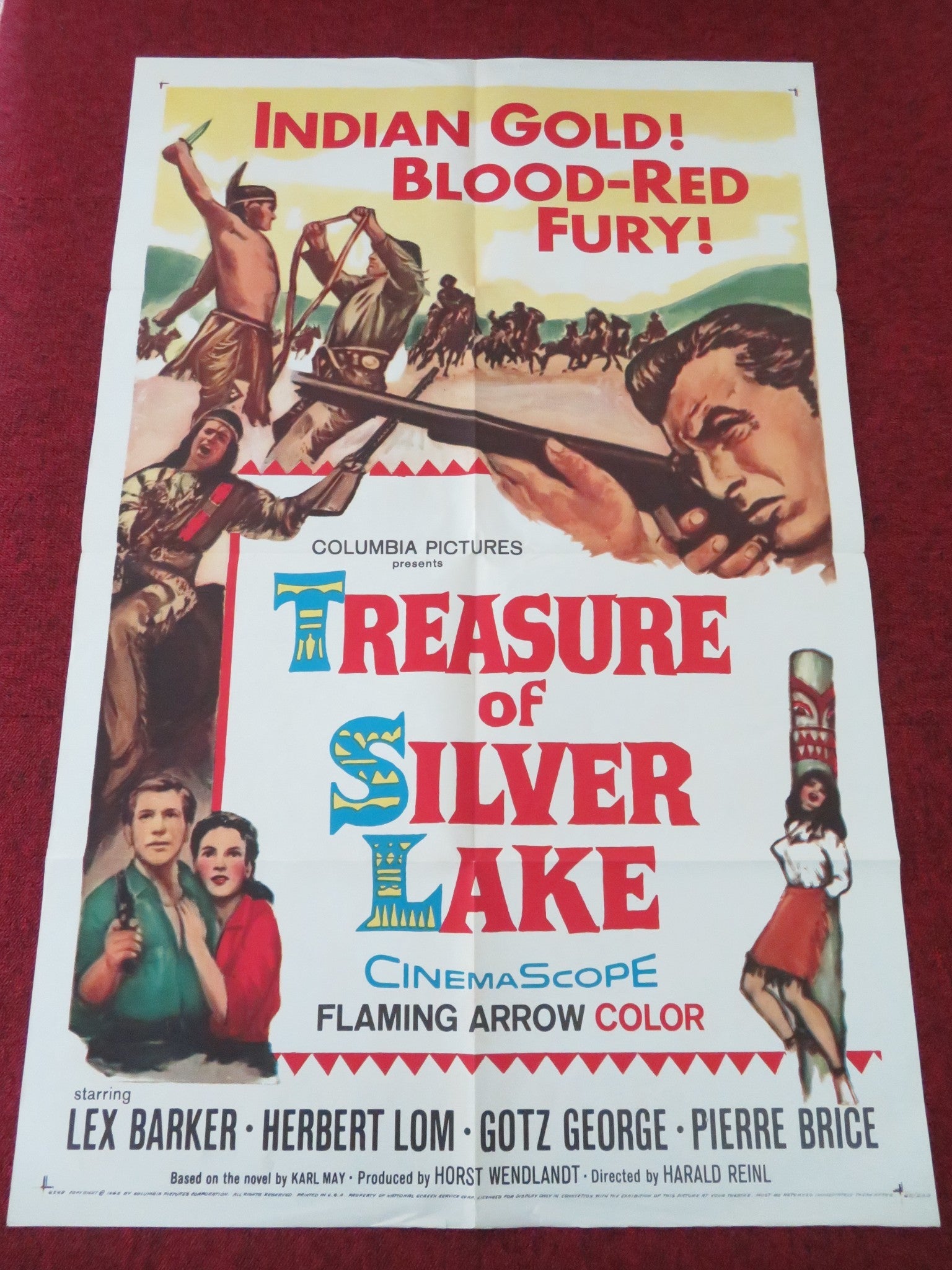 TREASURE OF SILVER LAKE FOLDED US ONE SHEET POSTER LEX BARKER HERBERT LOM 1965 Movie posters