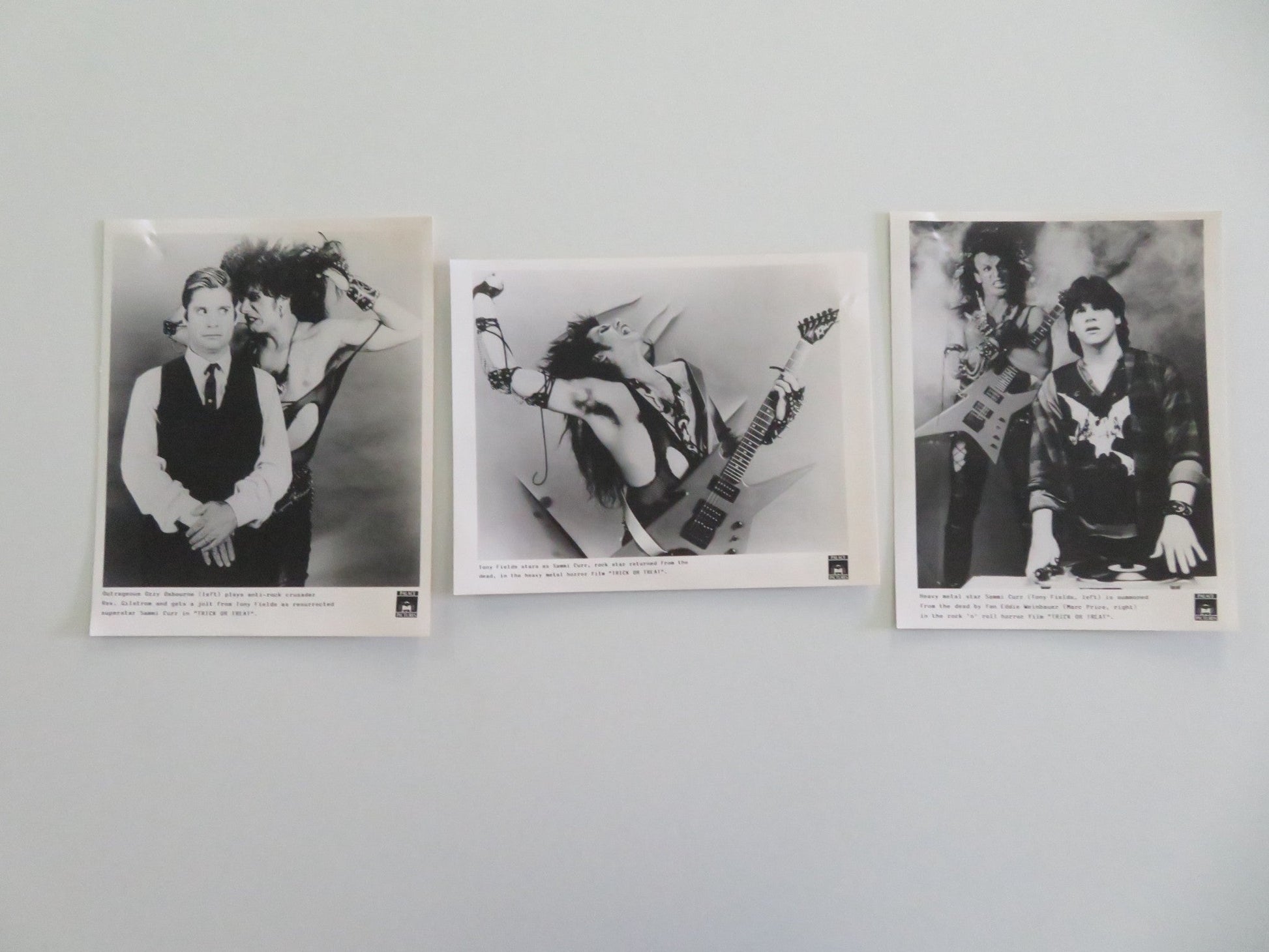 TRICK OR TREAT MOVIE STILL PHOTO LOT OF 3 OZZY OSBORNE TONY FIELDS 1986 Movie posters