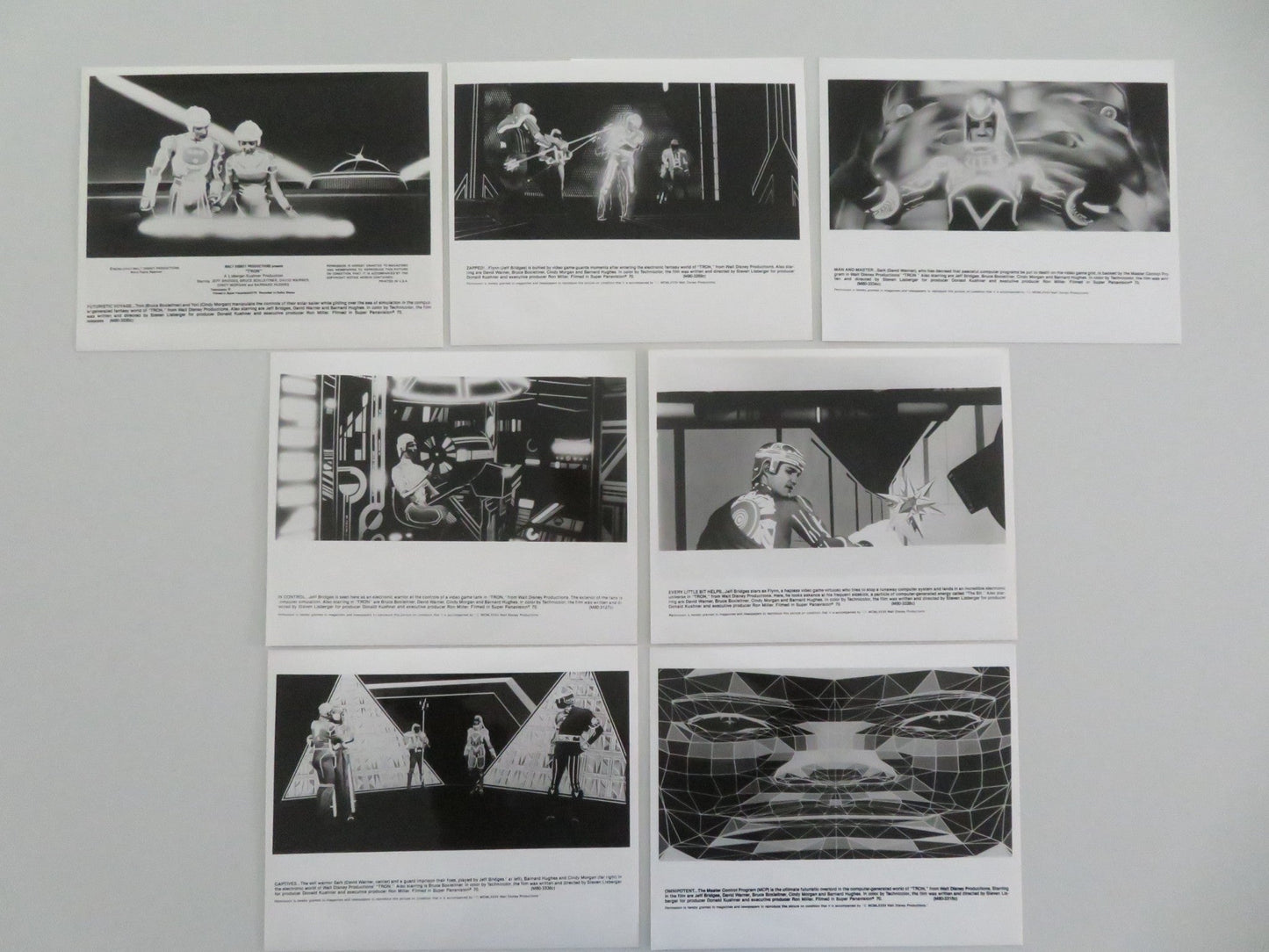 TRON MOVIE STILL PHOTO LOT OF 7 DISNEY JEFF BRIDGES DAVID WARNER 1982 Movie posters