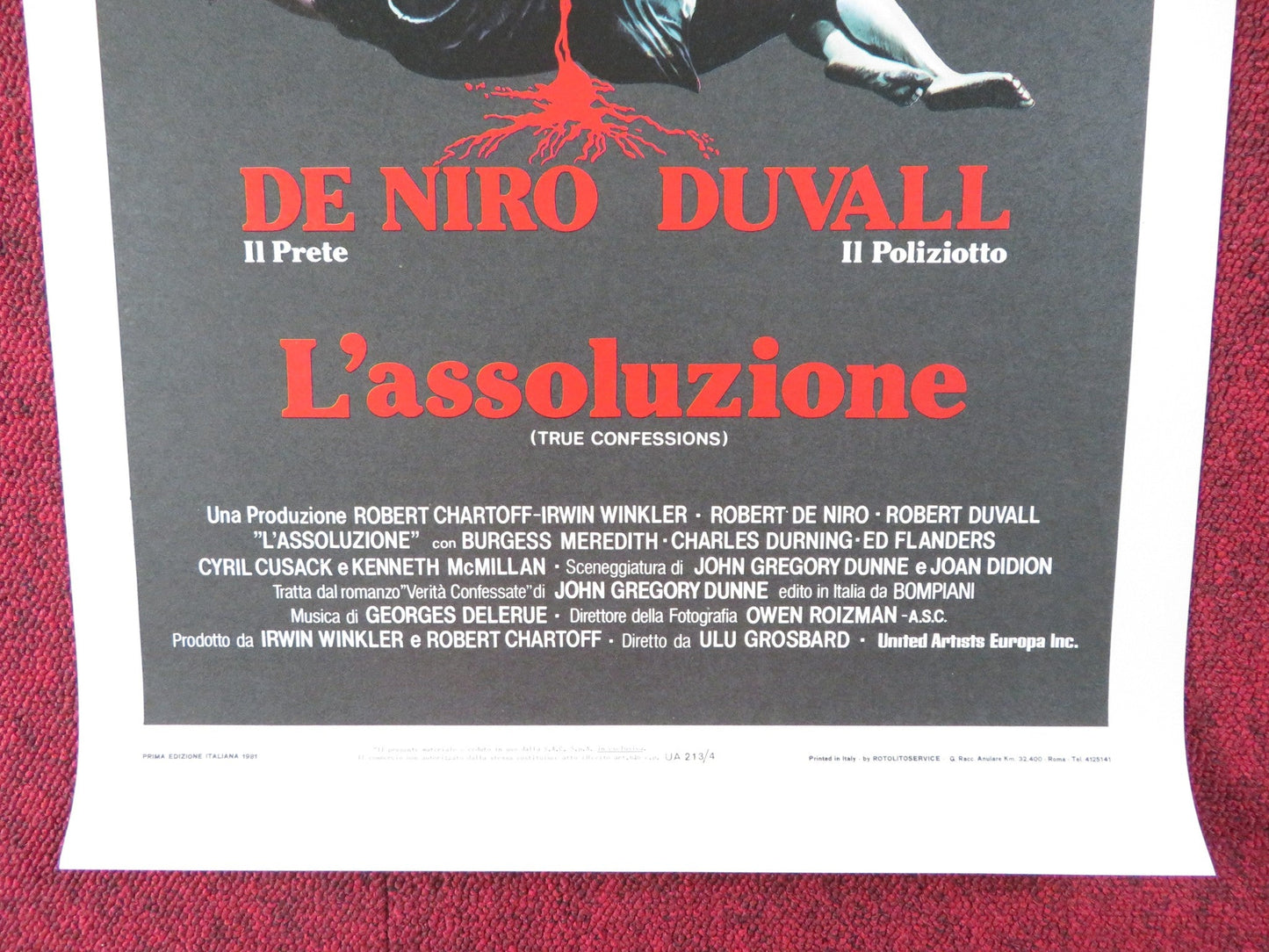 TRUE CONFESSIONS ITALIAN LOCANDINA POSTER ROBERT DE NIRO ROBERT DUVALL 1981 Rendezvous Cinema Movie posters
