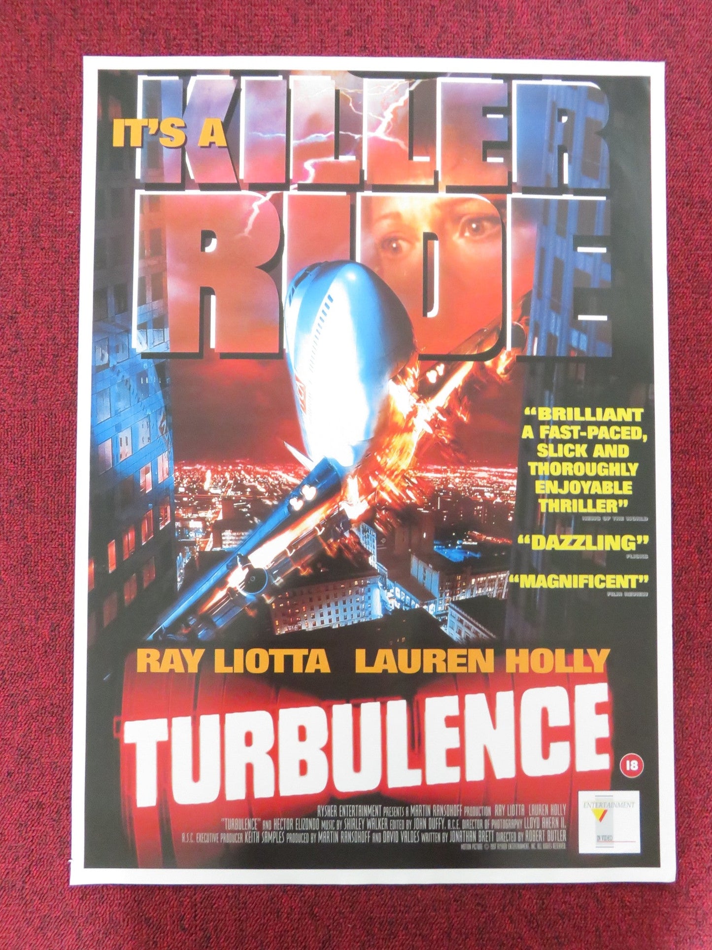TURBULENCE VHS POSTER ROLLED RAY LIOTTA LAUREN HOLLY 1997 Rendezvous Cinema Movie posters