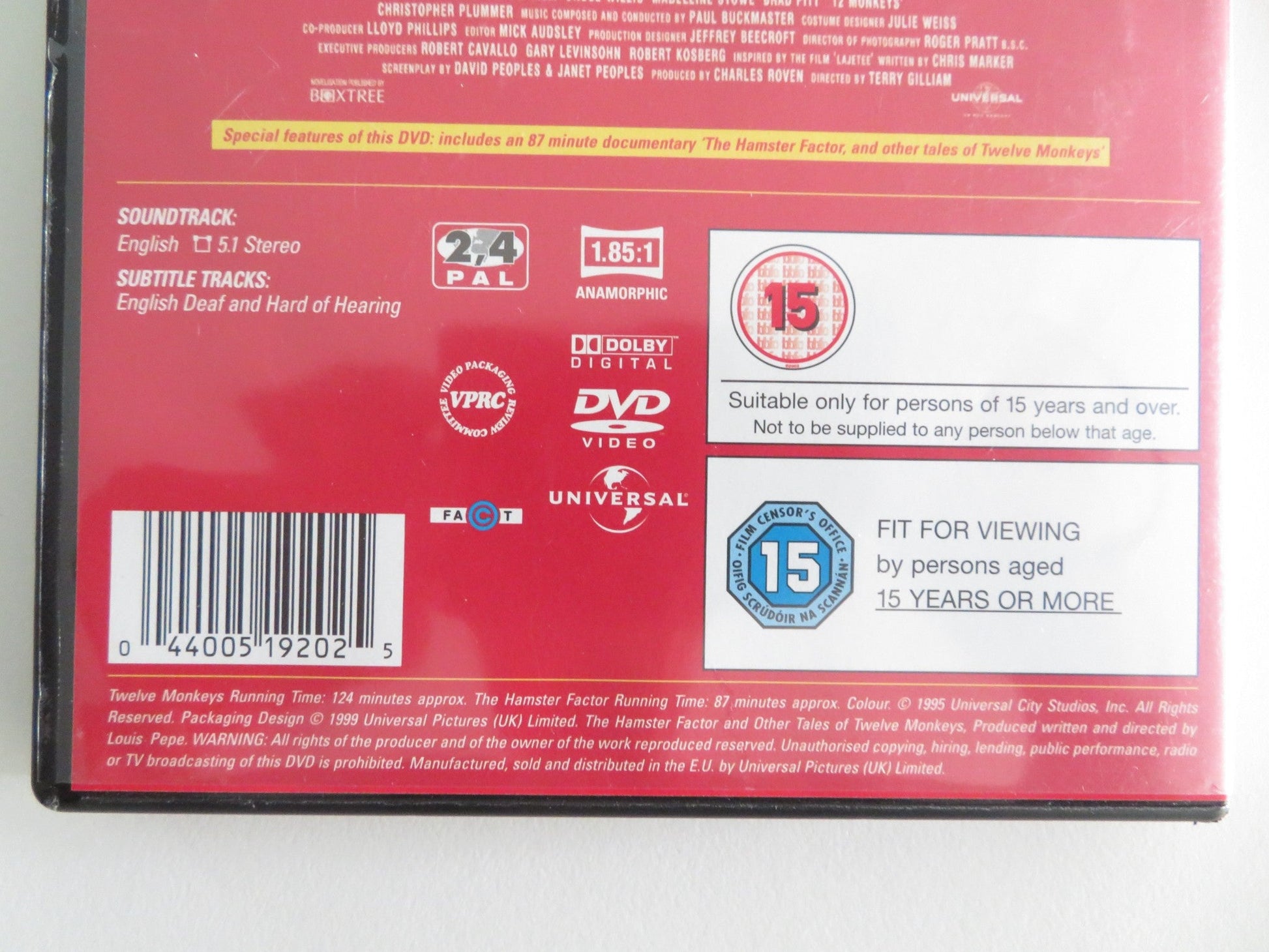 TWELVE MONKEYS (DVD) BRUCE WILLIS BRAD PITT 1995 REGION 2,4 Movie posters