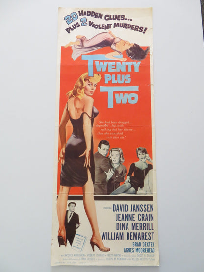 TWENTY PLUS TWO US INSERT POSTER DAVID JANSSEN JEANNE CRAIN 1961 Rendezvous Cinema Movie posters