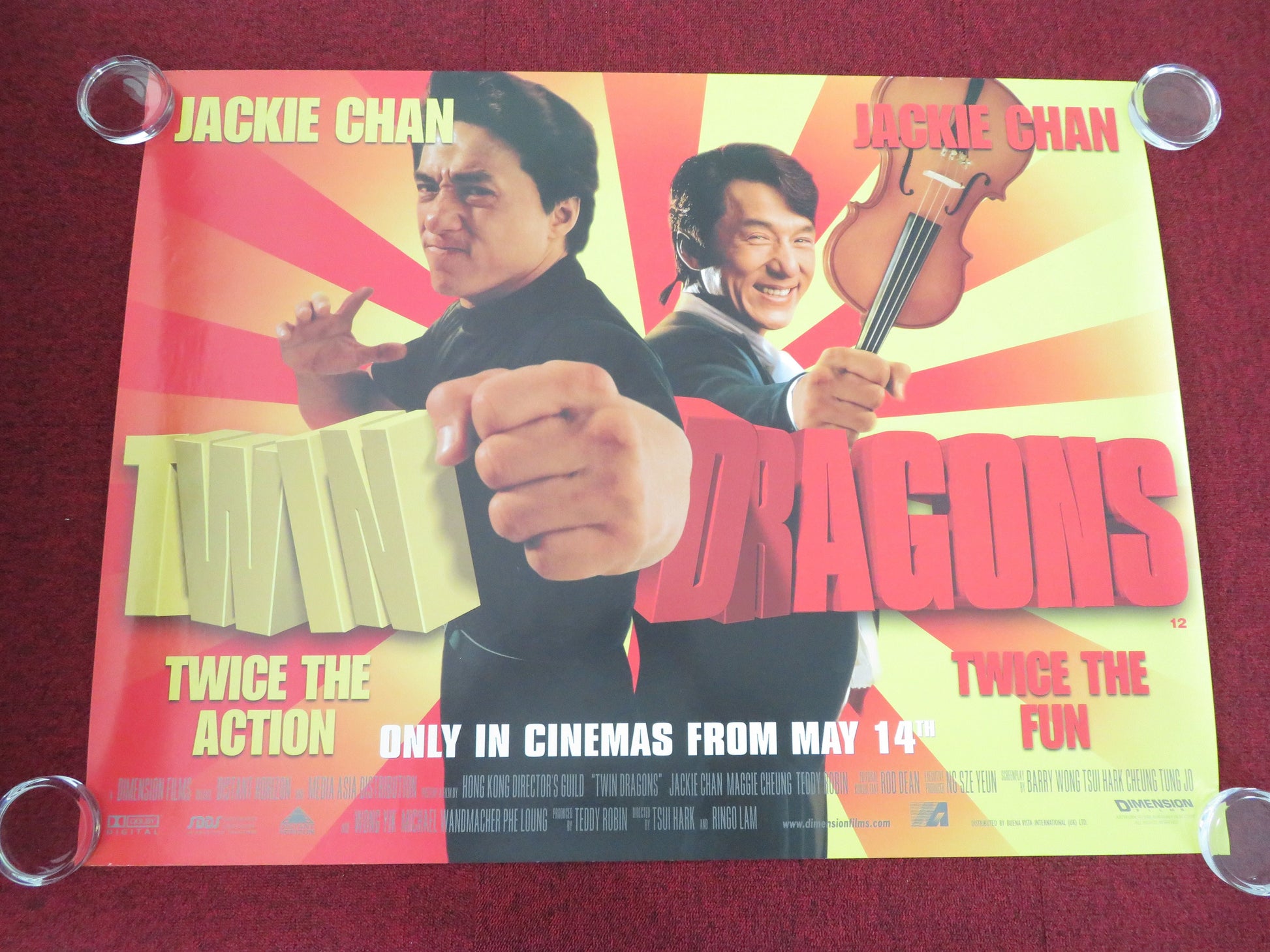 Twin Dragons UK Quad Rolled Poster Jackie Chan Maggie Cheung 1992 Movie posters