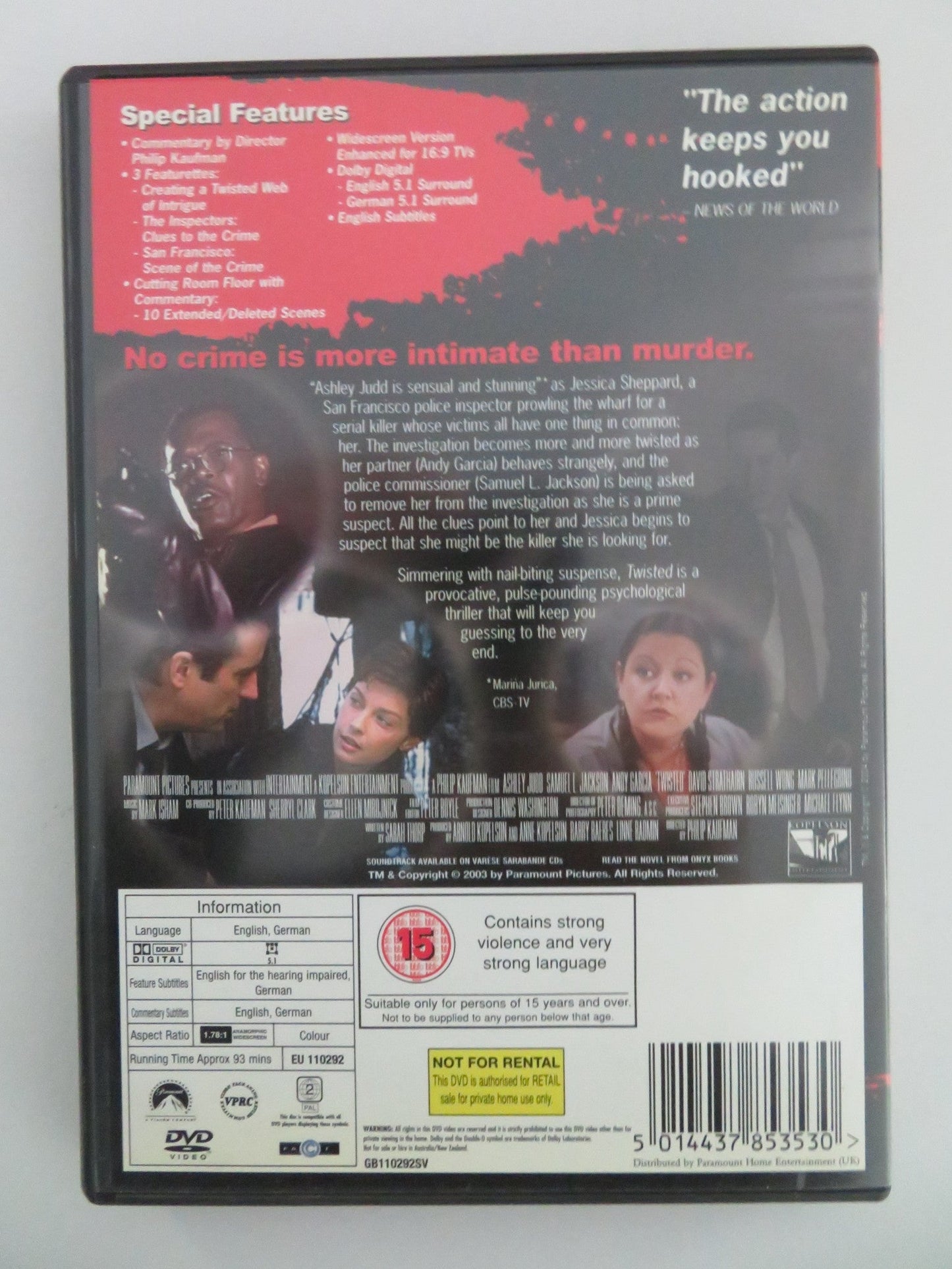 TWISTED - SPECIAL COLLECTOR'S EDITION (DVD) ASHLEY JUDD L. JACKSON 2004 REGION 2 Movie posters