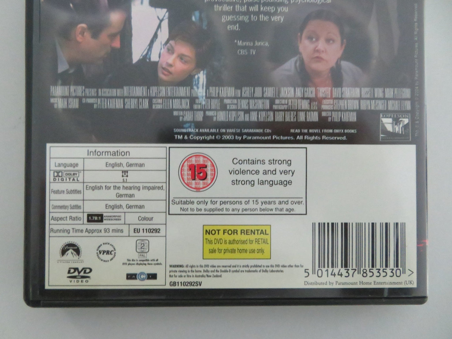 TWISTED - SPECIAL COLLECTOR'S EDITION (DVD) ASHLEY JUDD L. JACKSON 2004 REGION 2 Movie posters