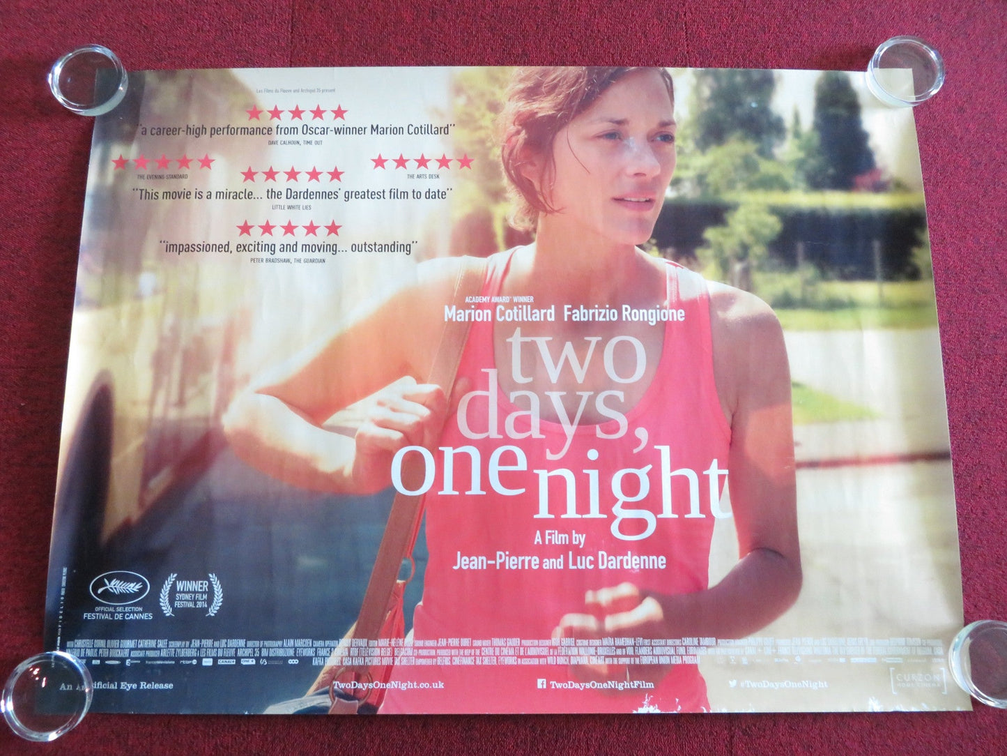TWO DAYS, ONE NIGHT UK QUAD ROLLED POSTER COTILLARD FABRIZIO RONGIONE 2014 - Rendezvous Cinema