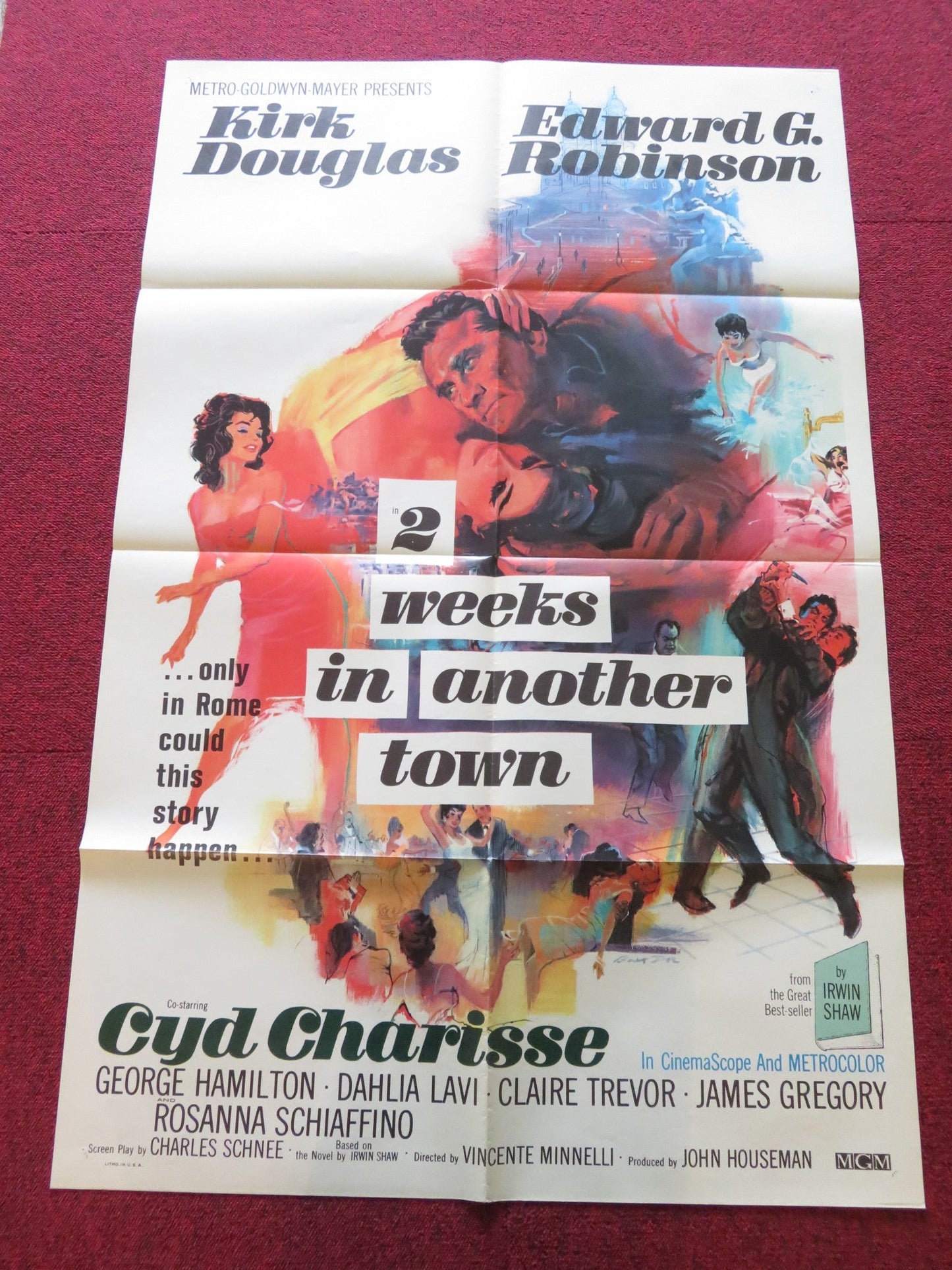 TWO WEEKS IN ANOTHER TOWN FOLDED US ONE SHEET POSTER KIRK DOUGLAS 1962 Rendezvous Cinema Movie posters