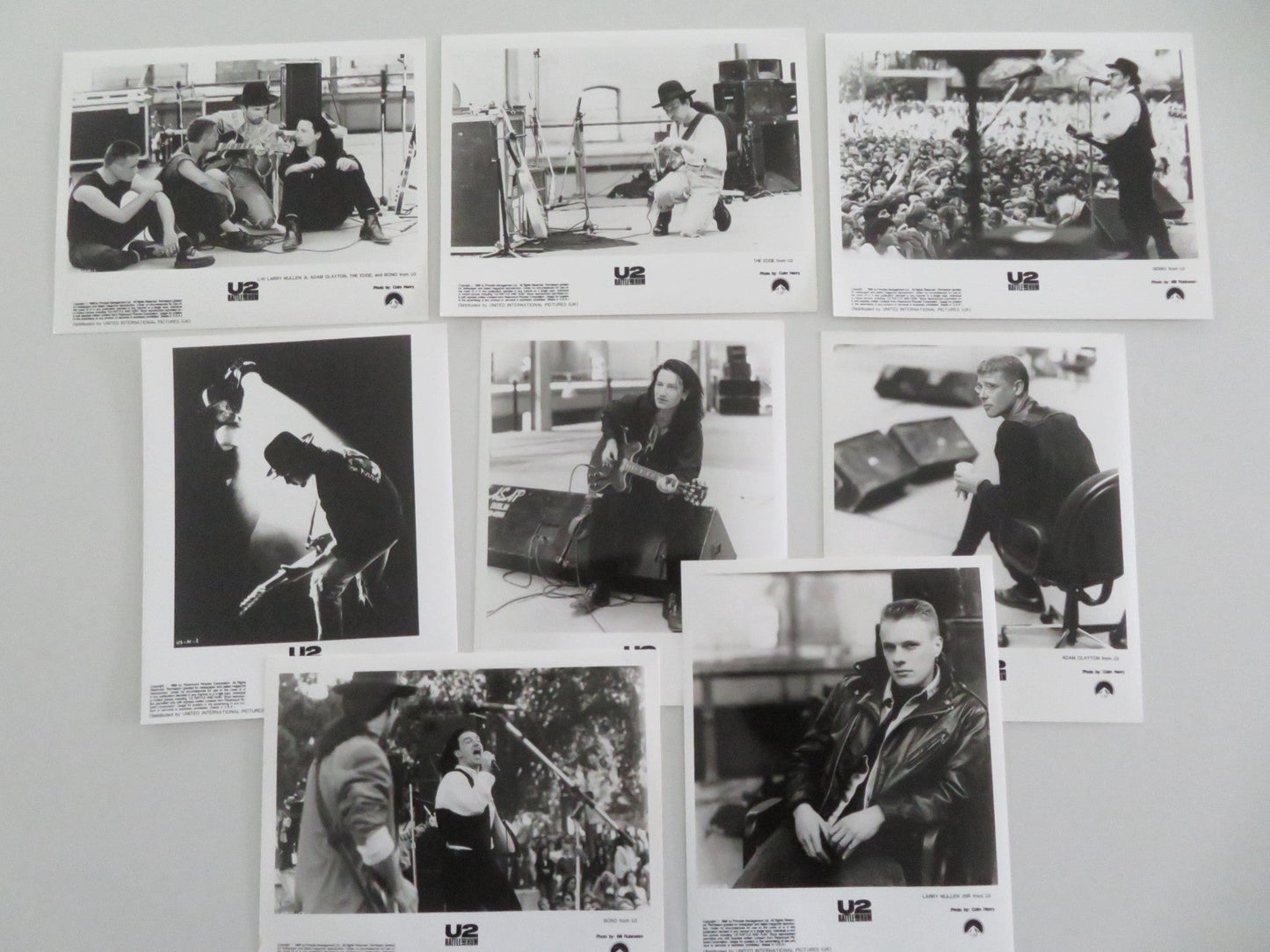 U2: RATTLE AND HUM - A MOVIE STILL PHOTO LOT OF 8 BONO THE EDGE A. CLAYTON 1988 Movie posters
