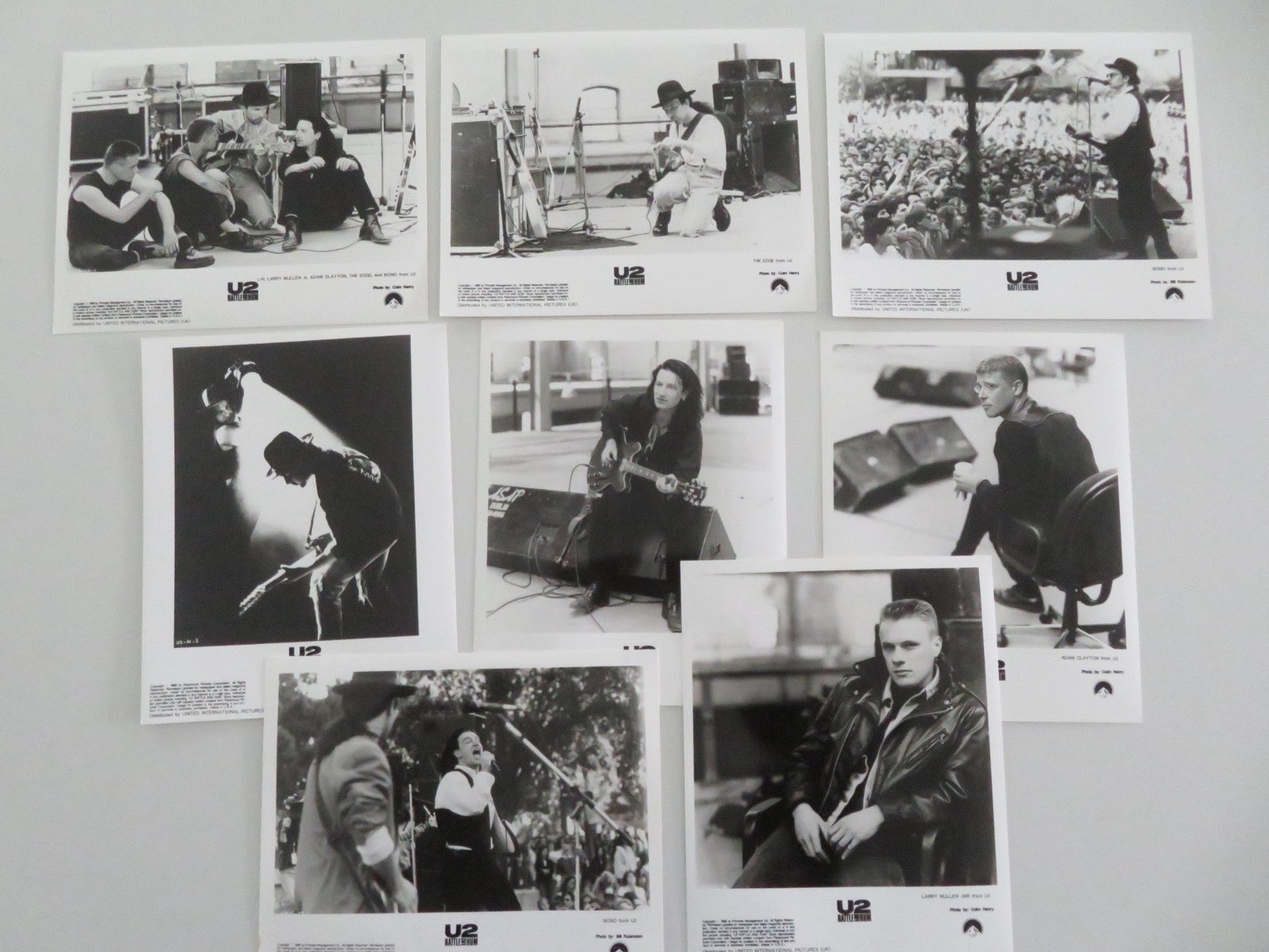 U2: RATTLE AND HUM - A MOVIE STILL PHOTO LOT OF 8 BONO THE EDGE A. CLAYTON 1988 Movie posters