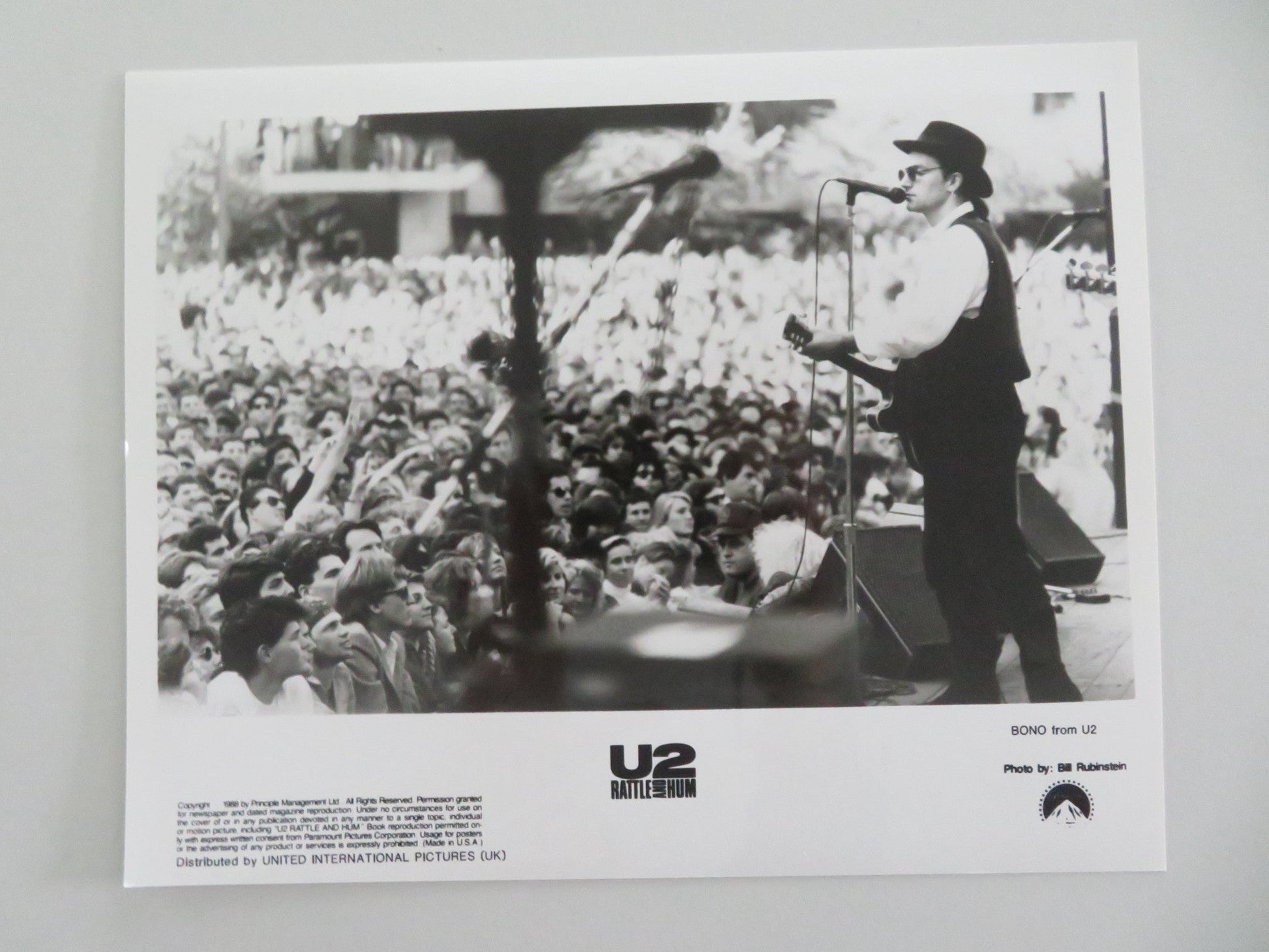 U2: RATTLE AND HUM - A MOVIE STILL PHOTO LOT OF 8 BONO THE EDGE A. CLAYTON 1988 Movie posters