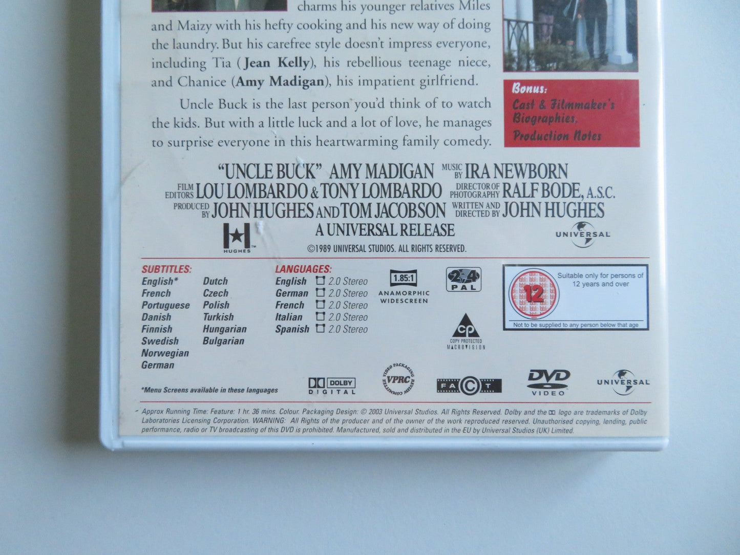 UNCLE BUCK (DVD) JOHN CANDY MACAULAY CULKIN 1989 REGION 2, 4 - Rendezvous Cinema