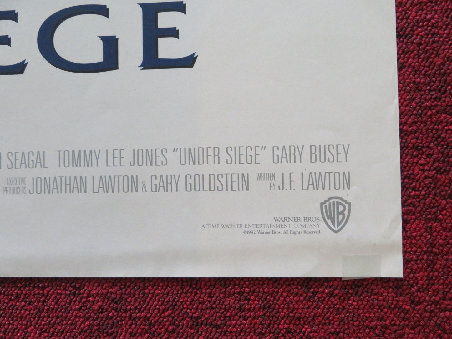 UNDER SIEGE FOLDED US ONE SHEET POSTER STEVEN SEAGAL TOMMY LEE JONES 1992 Rendezvous Cinema Movie posters