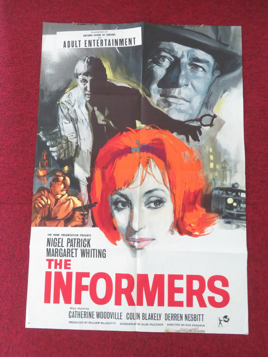 UNDERWORLD INFORMERS FOLDED UK ONE SHEET POSTER NIGEL PATRICK M. WHITING 1963 Movie posters