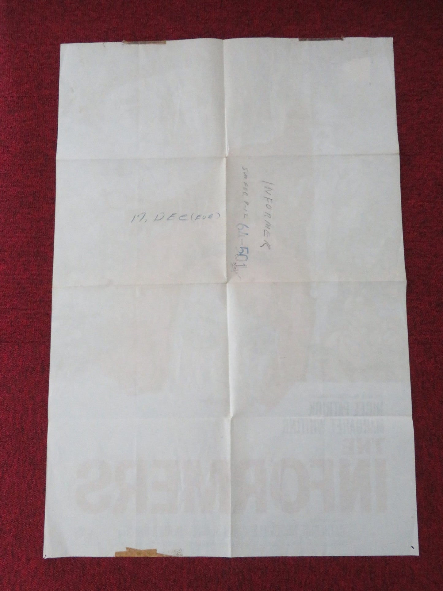 UNDERWORLD INFORMERS FOLDED UK ONE SHEET POSTER NIGEL PATRICK M. WHITING 1963 Movie posters