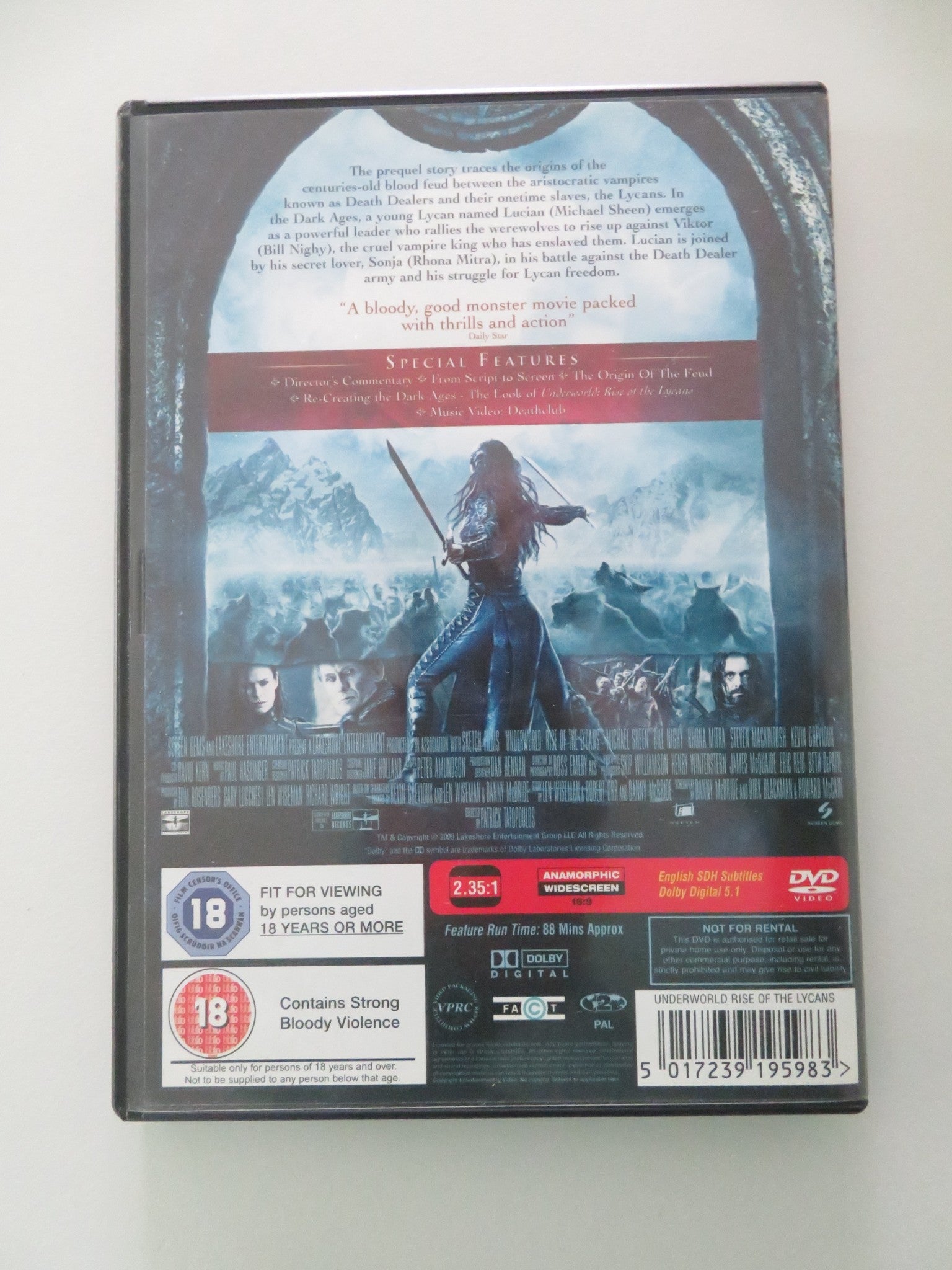 Underworld: Rise of the Lycans (DVD) Kate Beckinsale Michael Sheen 2009 Region 2 Movie posters