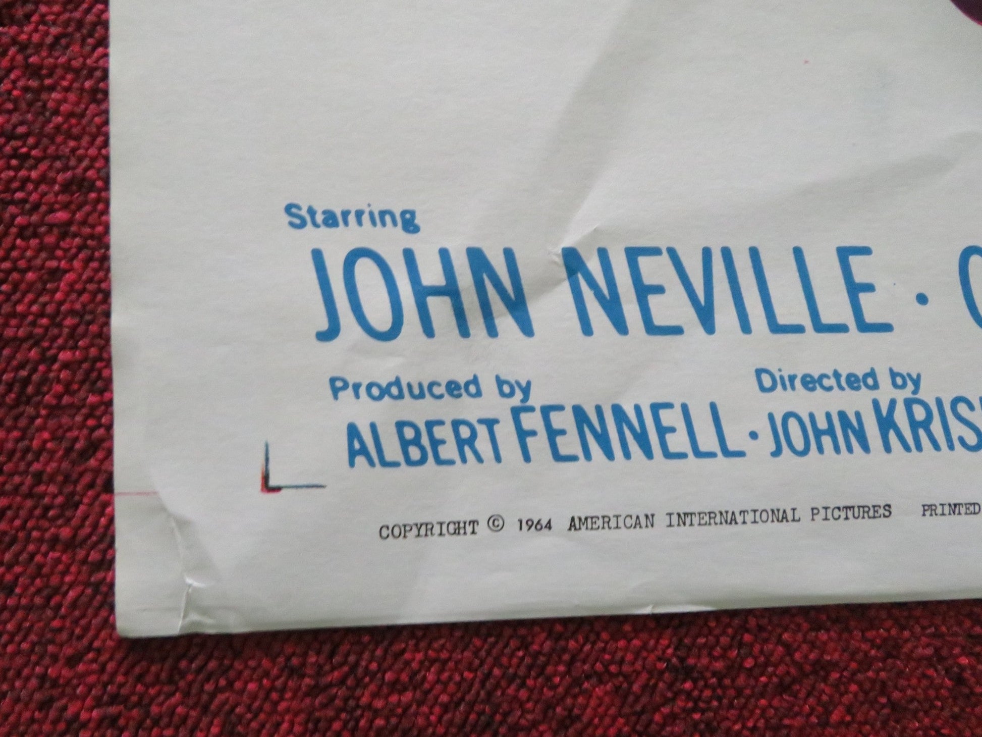 UNEARTHLY STRANGER FOLDED US ONE SHEET POSTER JOHN NEVILLE PHILIP STONE 1964 Rendezvous Cinema Movie posters