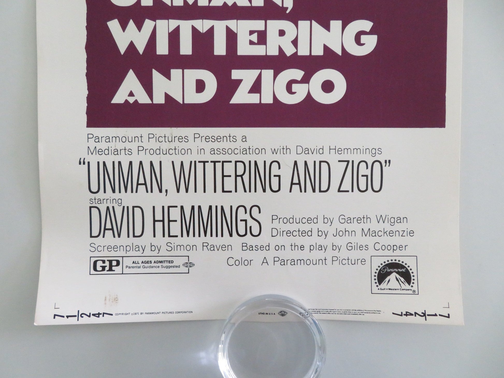 Unman, Wittering and Zigo US Insert Poster David Hemmings Douglas Wilmer 1971 Movie posters