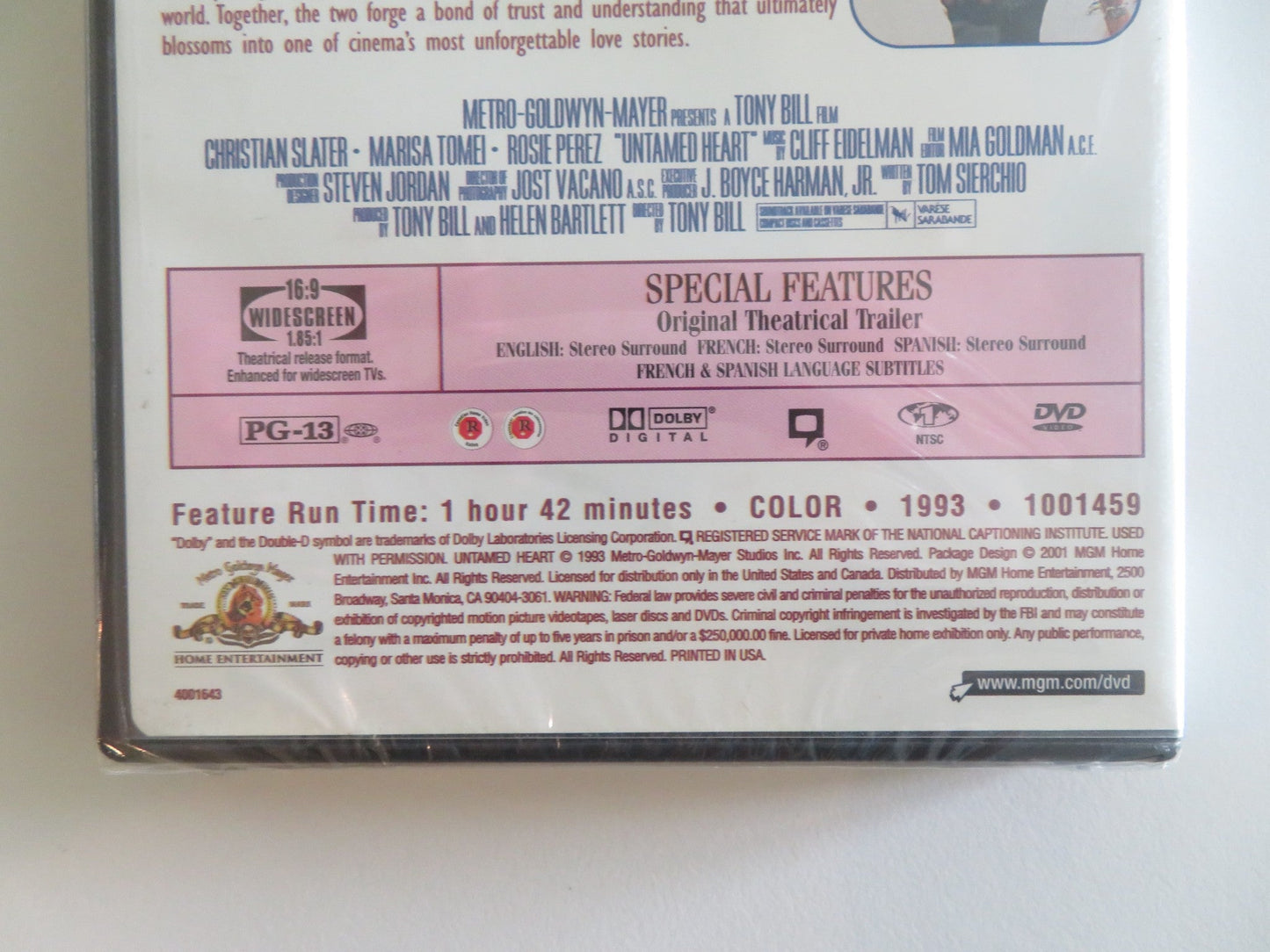 UNTAMED HEART (DVD) CHRISTIAN SLATER MARISA TOMEI 1993 REGION 1 Rendezvous Cinema Movie posters