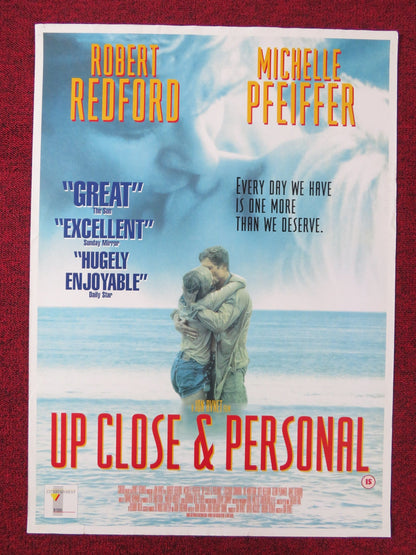 UP CLOSE AND PERSONAL VHS POSTER ROLLED ROBERT REDFORD MICHELLE PFEIFFER 1996 Rendezvous Cinema Movie posters