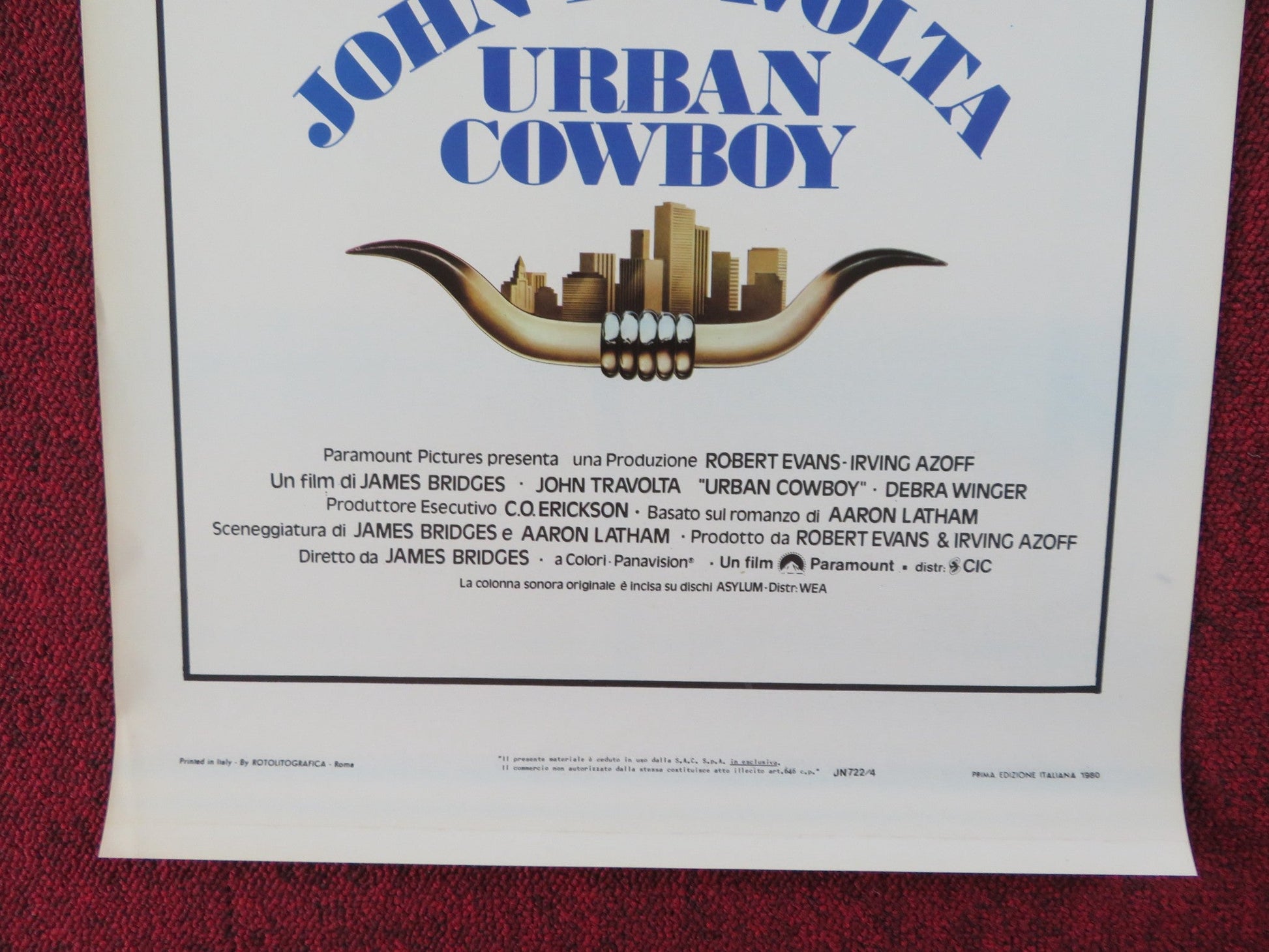 URBAN COWBOY ITALIAN LOCANDINA POSTER JOHN TRAVOLTA DEBRA WINGER 1980 Rendezvous Cinema Movie posters
