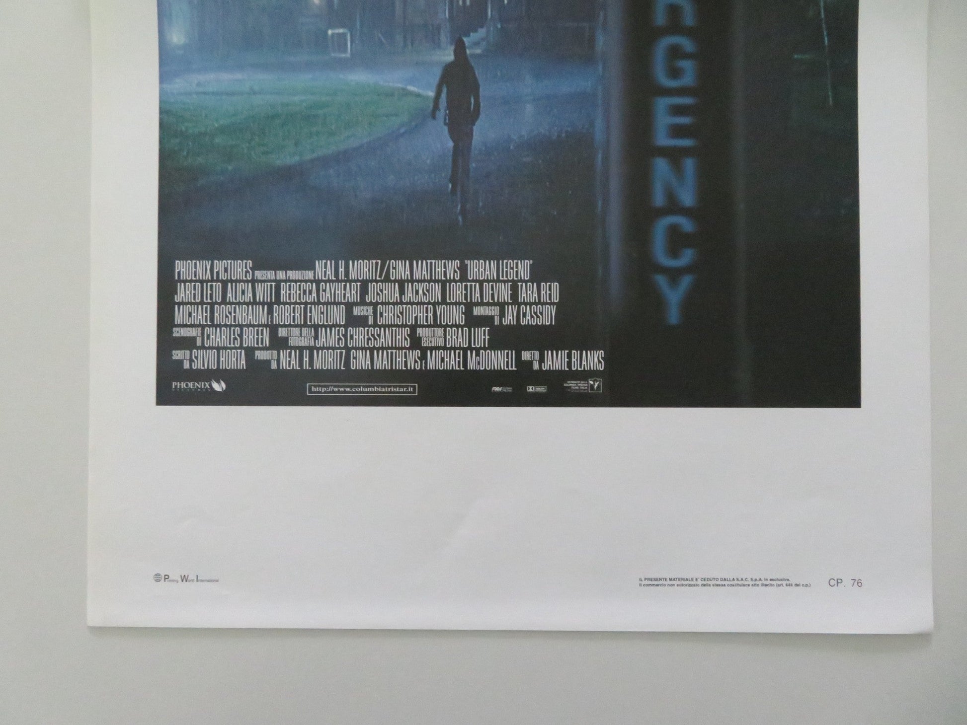 URBAN LEGEND ITALIAN LOCANDINA POSTER JARED LETO ALICIA WITT 1998 Movie posters