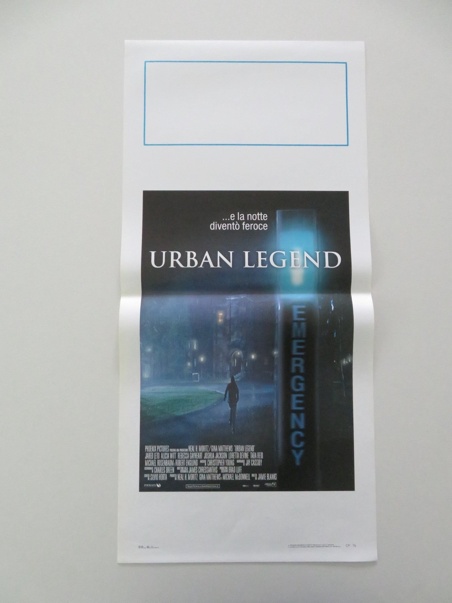 URBAN LEGEND ITALIAN LOCANDINA POSTER JARED LETO ALICIA WITT 1998 Movie posters