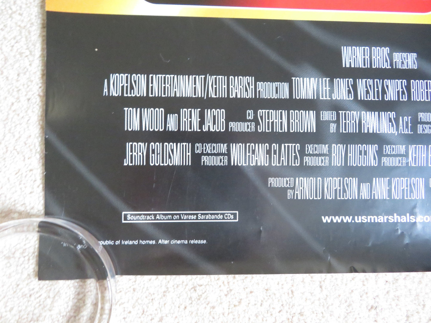 U.S. MARSHALS VHS VIDEO POSTER TOMMY LEE JONES WESLEY SNIPES 1998 Rendezvous Cinema Movie posters