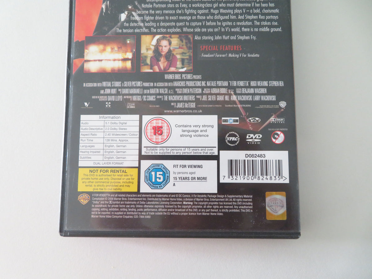 V for Vendetta (DVD) Hugo Weaving Natalie Portman 2006 Region 2 Movie posters