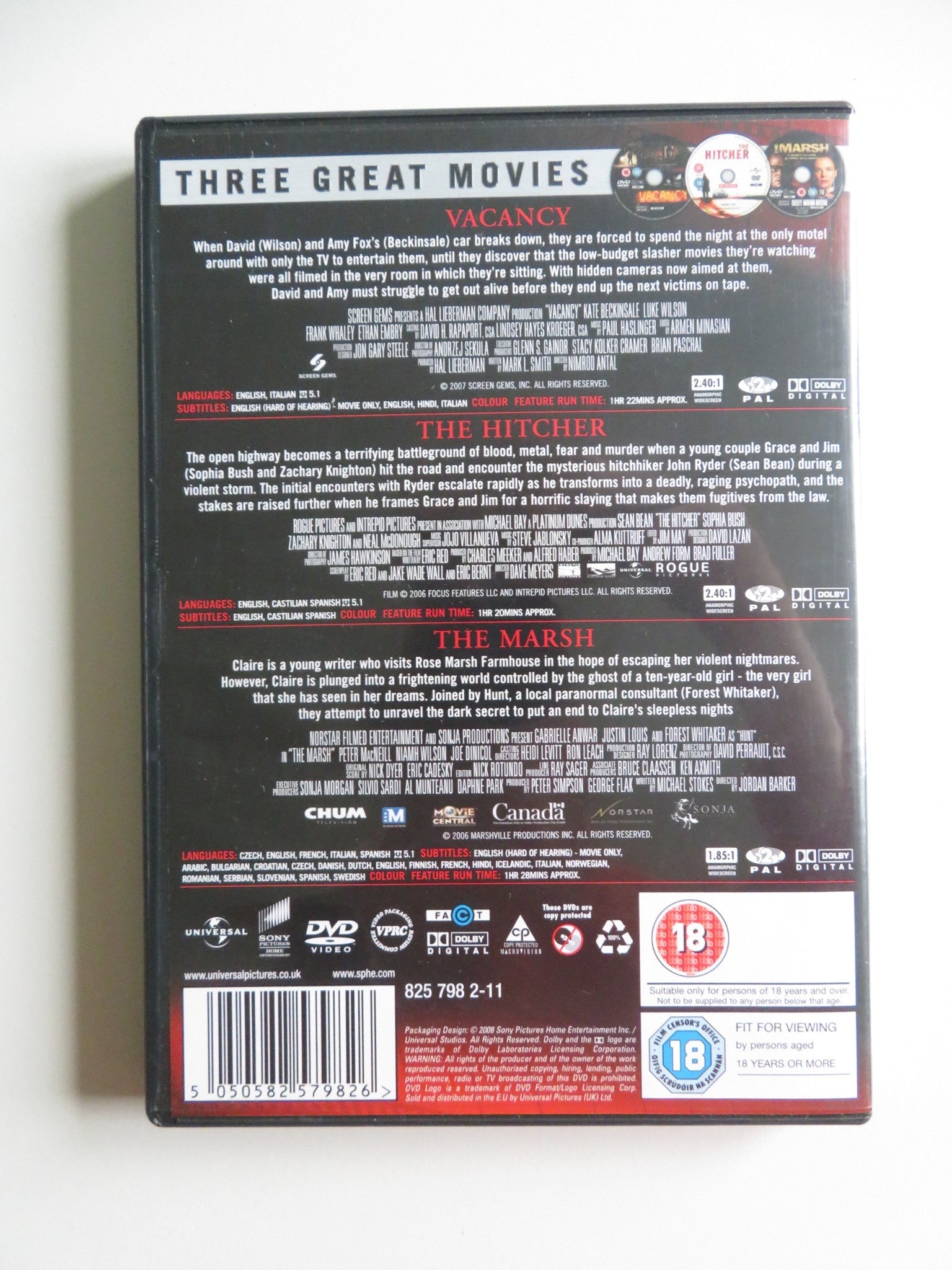 VACANCY / THE HITCHER / THE MARSH - 3 DISC (DVD) BECKINSALE BUSH 2006 REGION 2 Movie posters