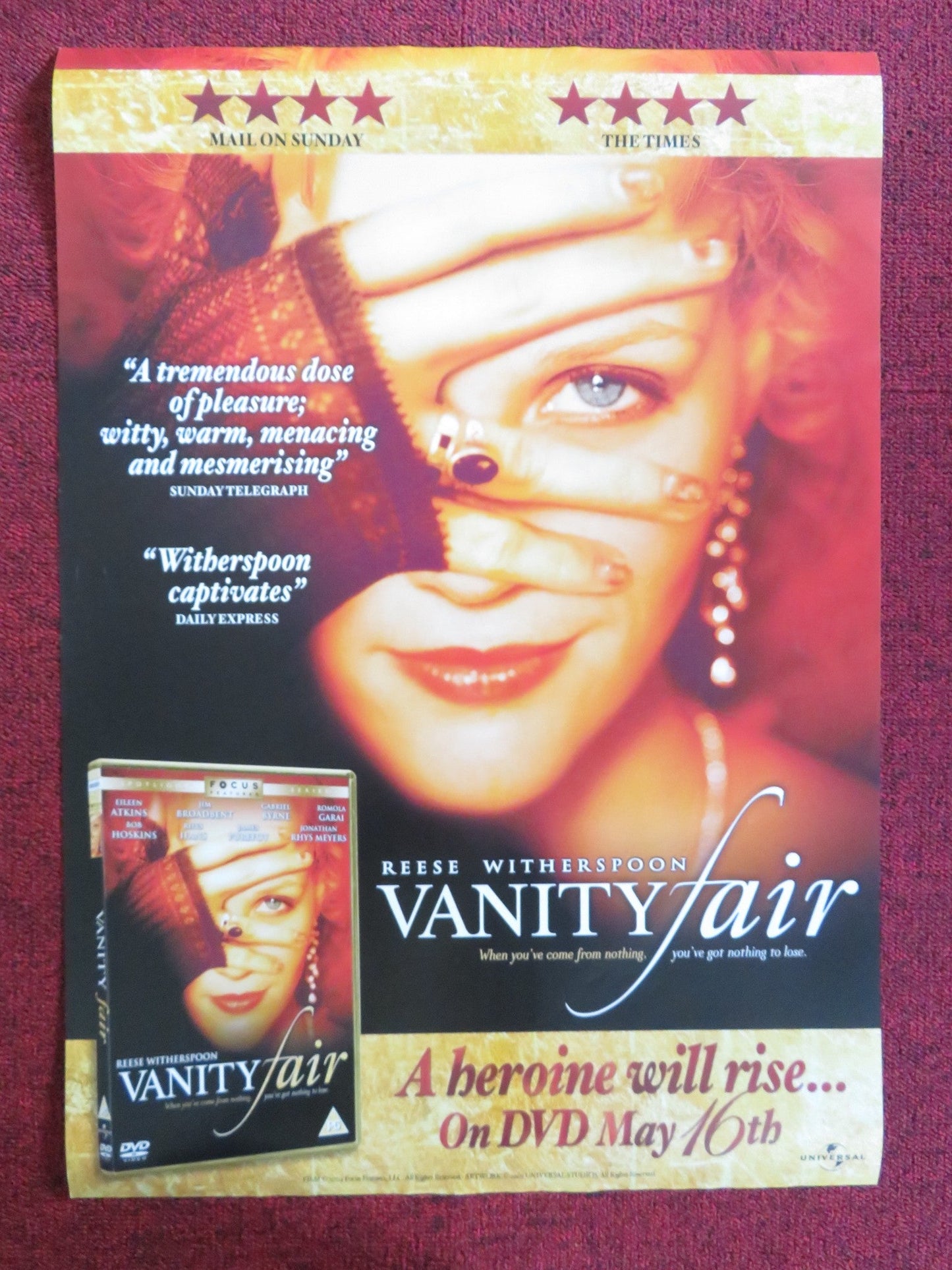 VANITY FAIR DVD POSTER REESE WITHERSPOON GABRIEL BYRNE 2004 Rendezvous Cinema Movie posters