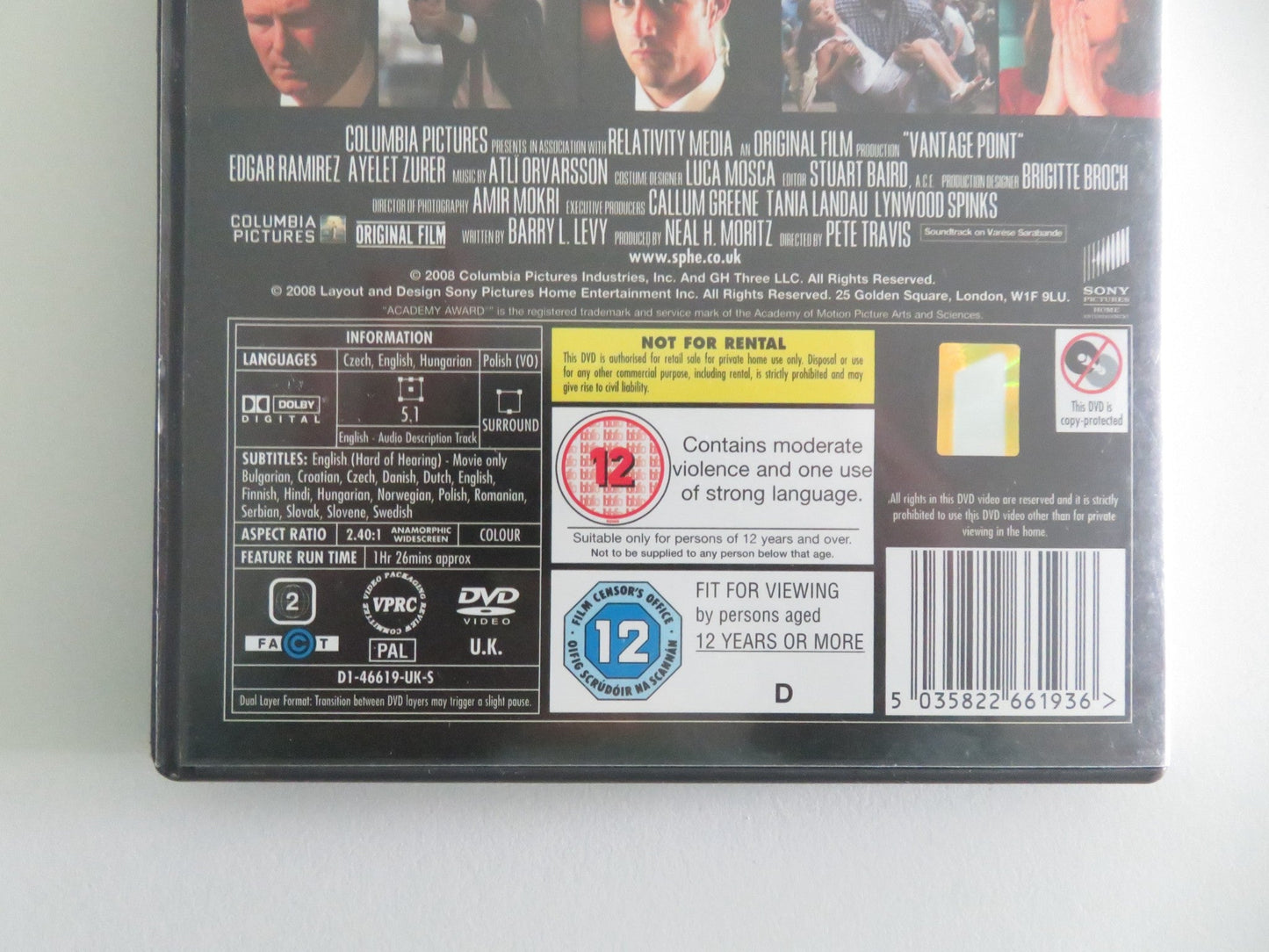 Vantage Point (DVD) Dennis Quaid Matthew Fox 2008 Region 2 Movie posters