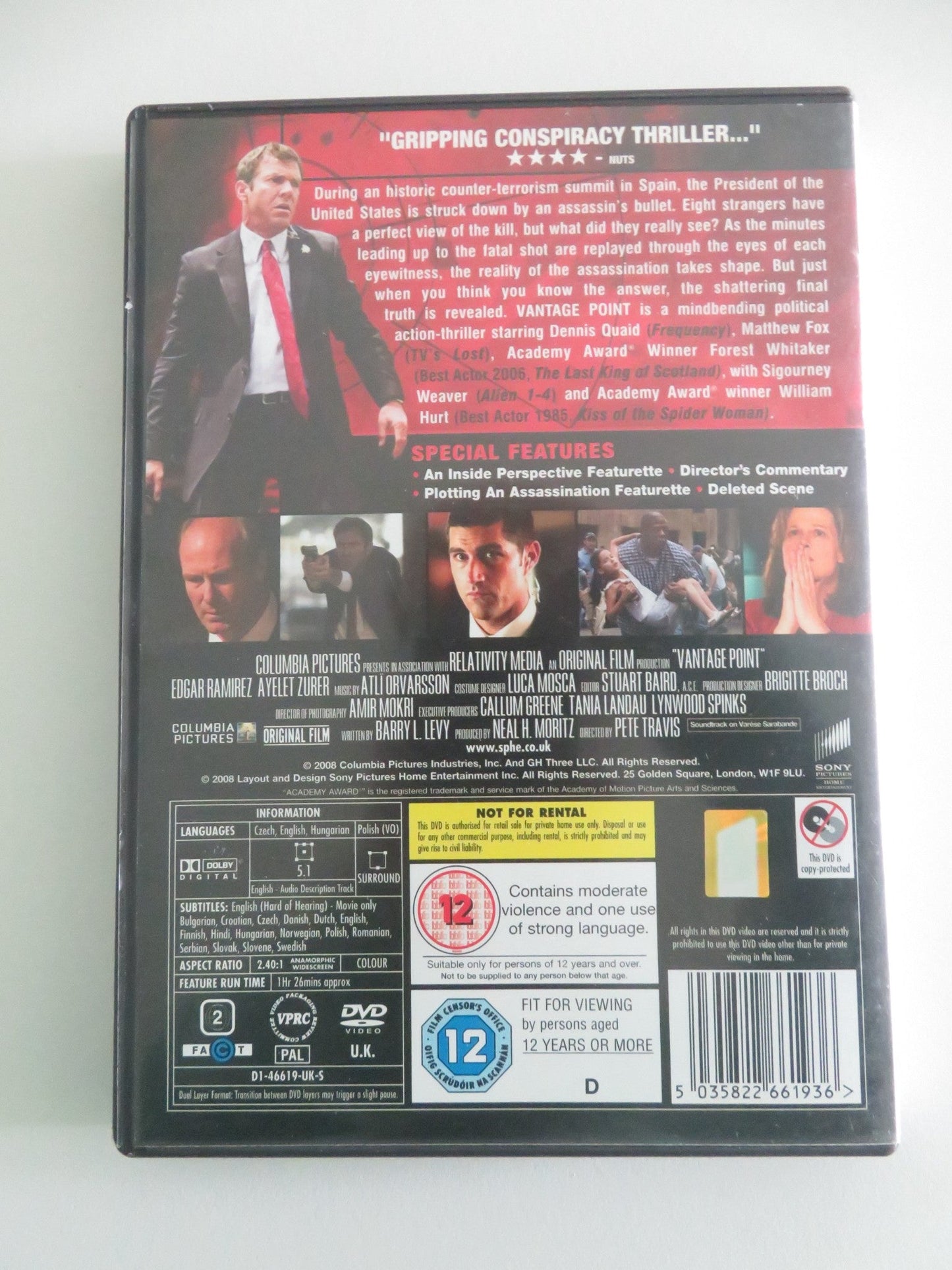 Vantage Point (DVD) Dennis Quaid Matthew Fox 2008 Region 2 Movie posters