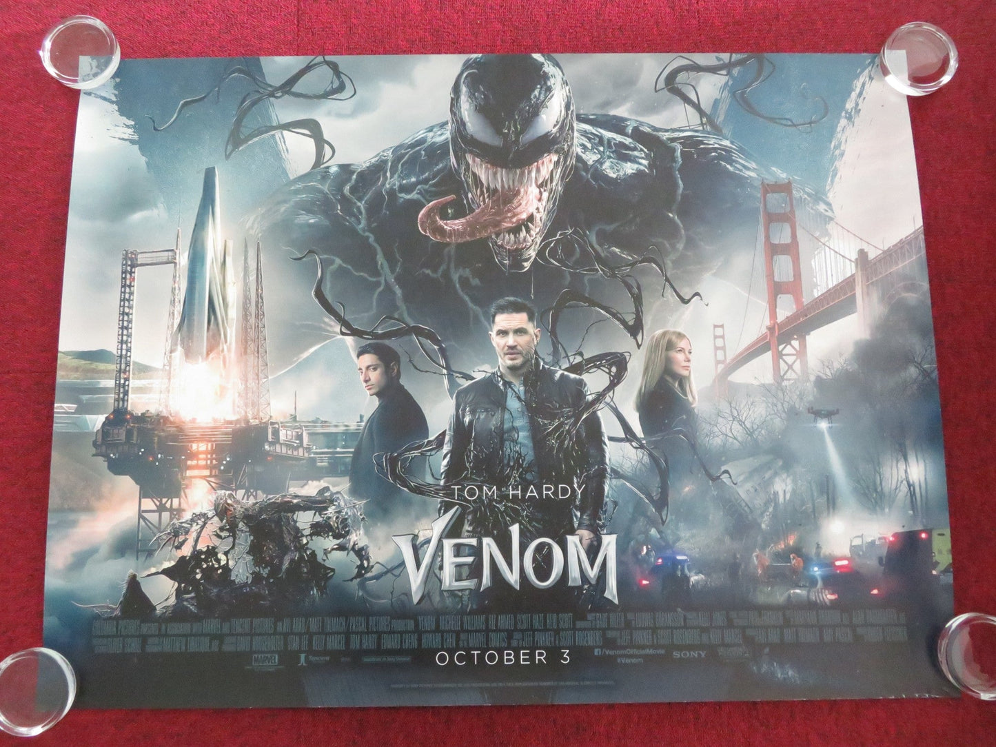 VENOM - B UK QUAD ROLLED POSTER TOM HARDY MICHELLE WILLIAMS 2018 Movie posters