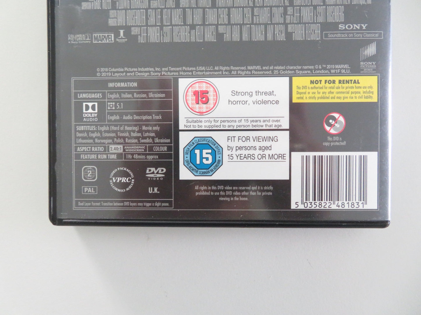 VENOM (DVD) TOM HARDY MICHELLE WILLIAMS 2018 REGION 2 Movie posters