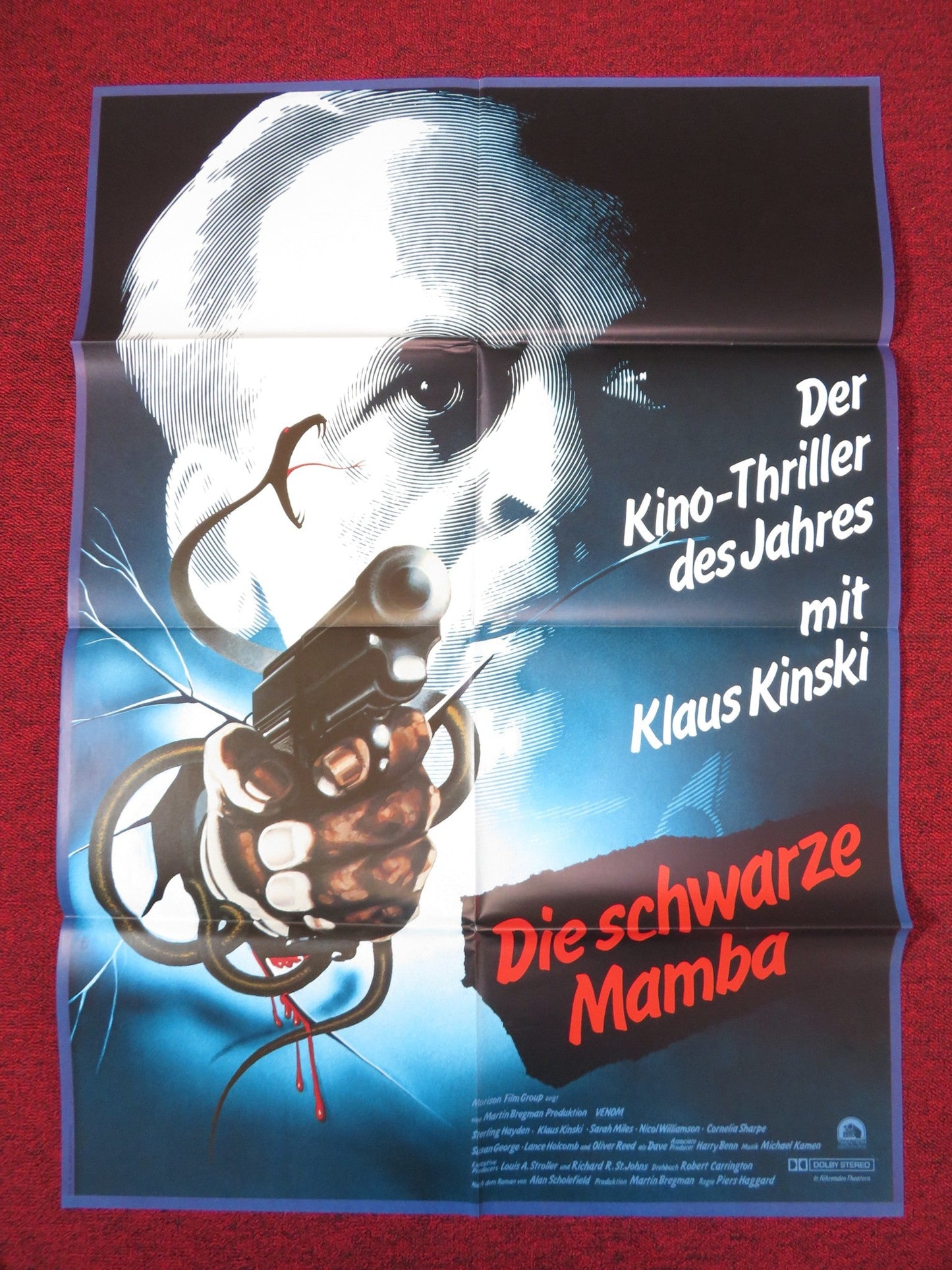 VENOM GERMAN A1 POSTER FOLDED KLAUS KINSKI OLIVER REED 1982 Rendezvous Cinema Movie posters