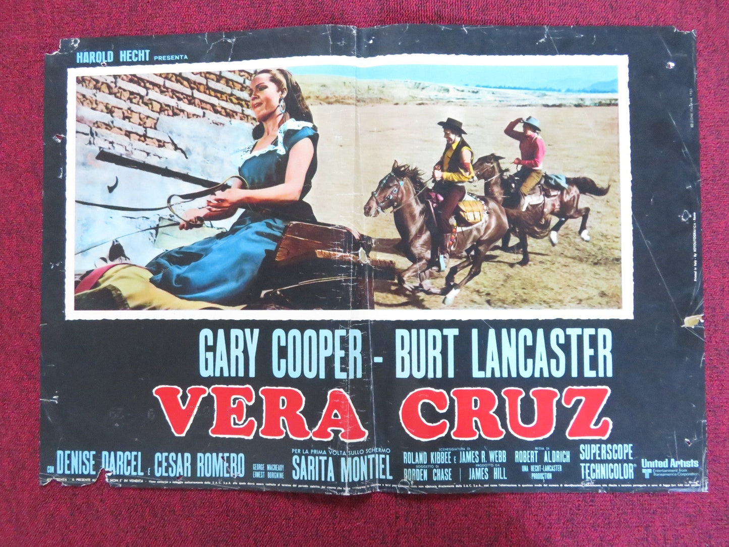 VERA CRUZ - A ITALIAN FOTOBUSTA POSTER GARY COOPER BURT LANCASTER R1970s Rendezvous Cinema Movie posters
