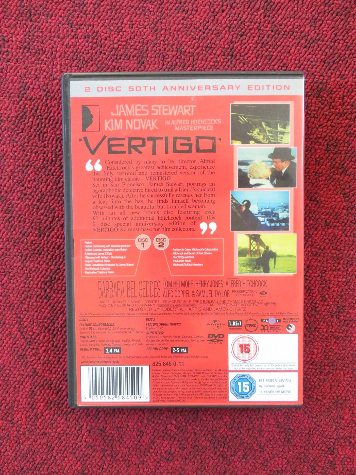 VERTIGO - 2 DISC 50TH ANNIVERSARY EDITION (DVD) JAMES STEWART 1958 REGION 2, 4 Rendezvous Cinema Movie posters