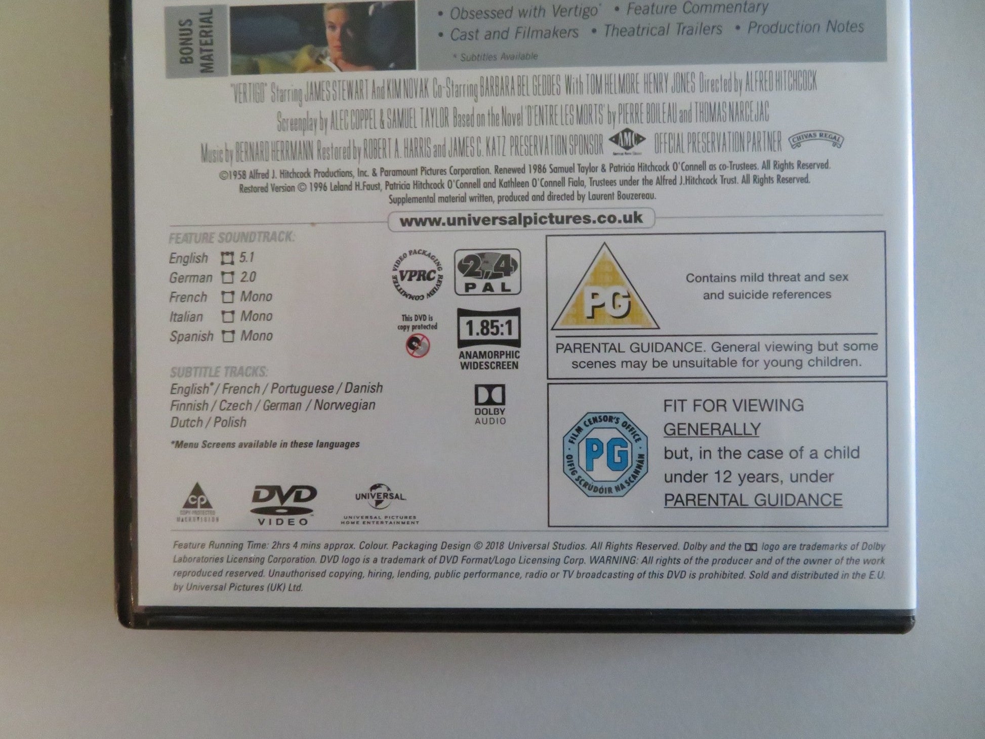 VERTIGO - C (DVD) JAMES STEWART KIM NOVAK 1958 REGION 2, 4 Movie posters