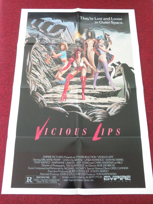 VICIOUS LIPS FOLDED US ONE SHEET POSTER DRU - ANNE PERRY GINA CALABRESE 1986 Movie posters