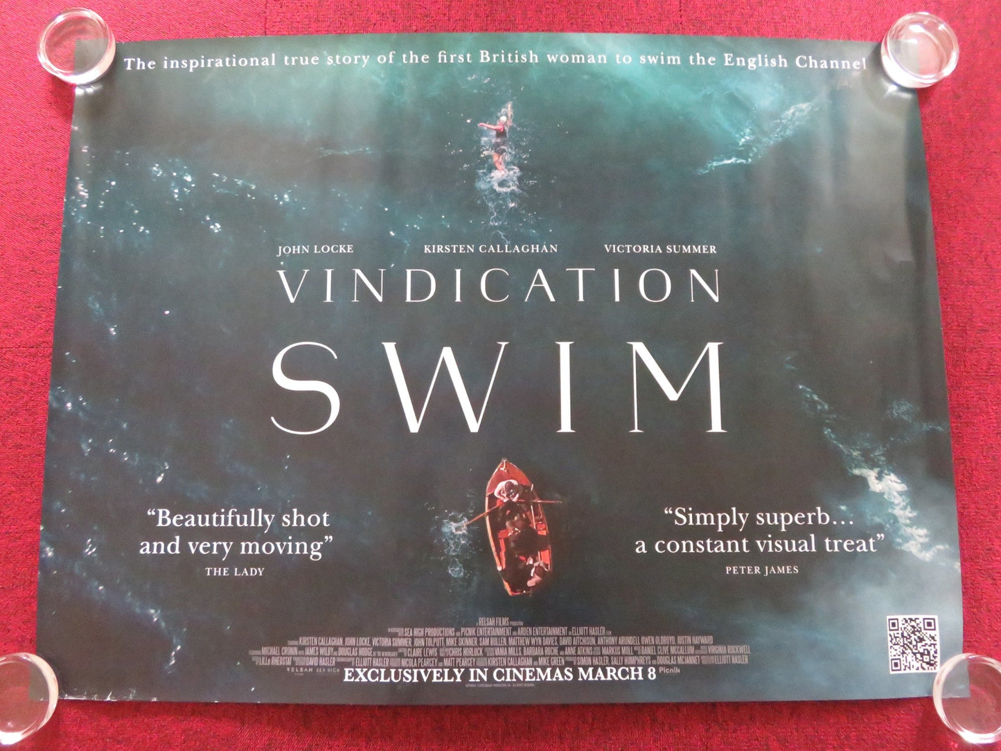 VINDICATION SWIM UK QUAD ROLLED POSTER KIRSTEN CALLAGHAN JOHN LOCKE 2024 Rendezvous Cinema Movie posters