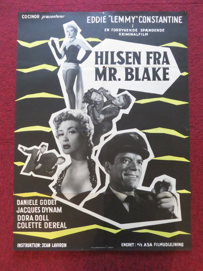 VOTRE DÉVOUÉ BLAKE DANISH POSTER ROLLED EDDIE CONSTANTINE DANIELLE GODET 1955 Rendezvous Cinema Movie posters