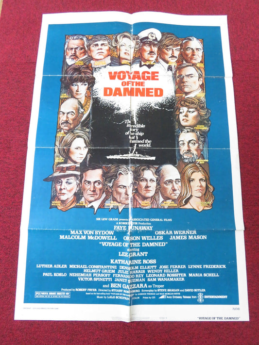 VOYAGE OF THE DAMNED - B FOLDED US ONE SHEET POSTER FAYE DUNAWAY O. WELLES 1976 Rendezvous Cinema Movie posters