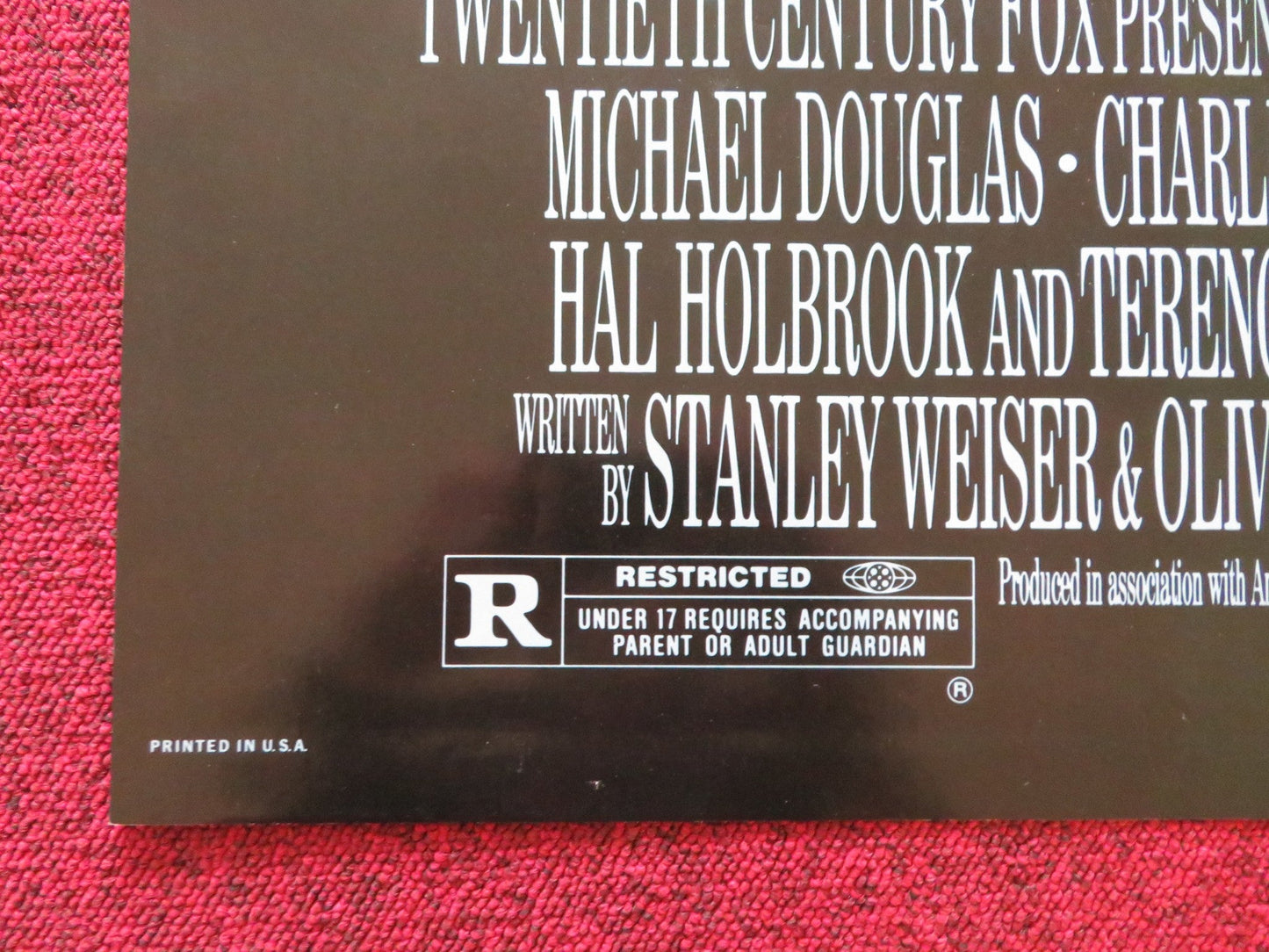 WALL STREET FOLDED US ONE SHEET POSTER CHARLIE SHEEN MICHAEL DOUGLAS 1987 Rendezvous Cinema Movie posters