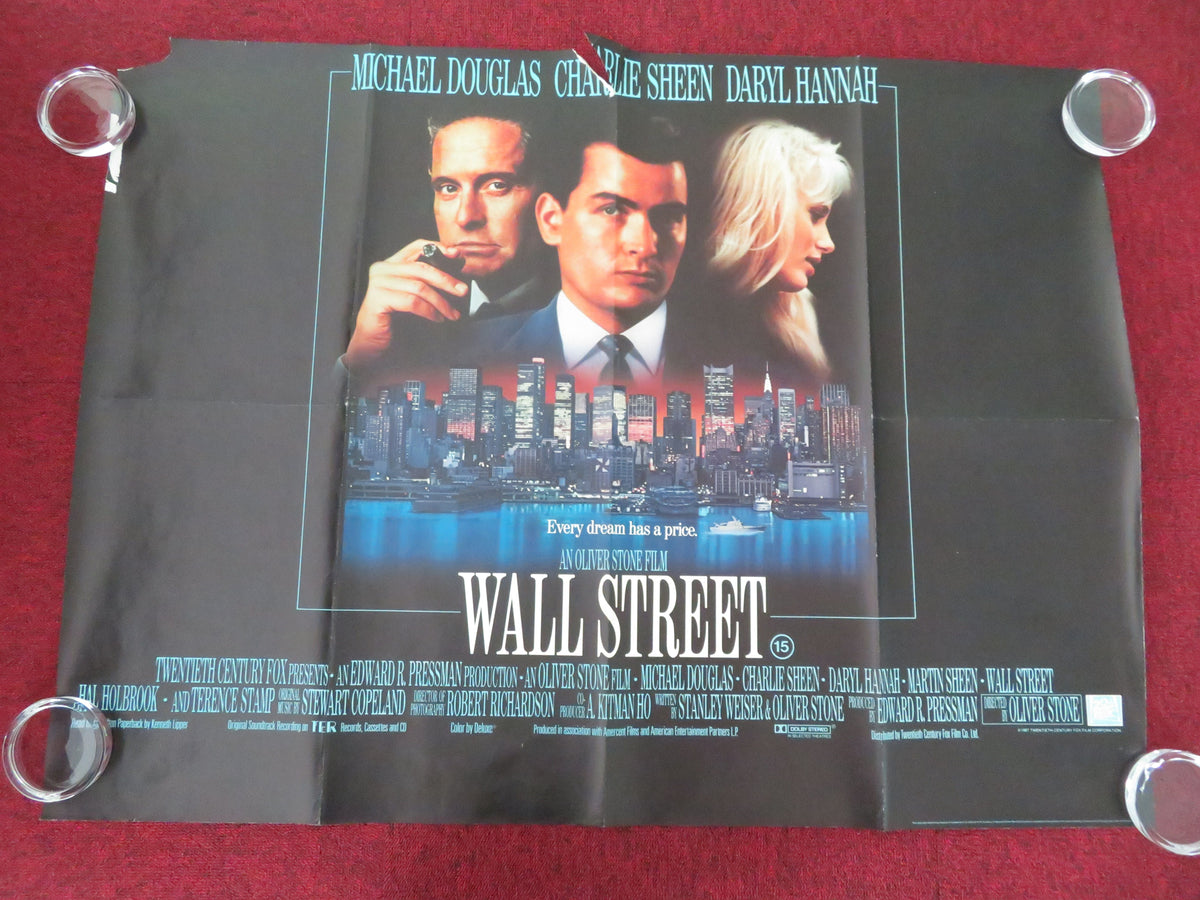 Wall Street UK Quad Rolled Poster Charlie Sheen Michael Douglas 1987 Movie posters