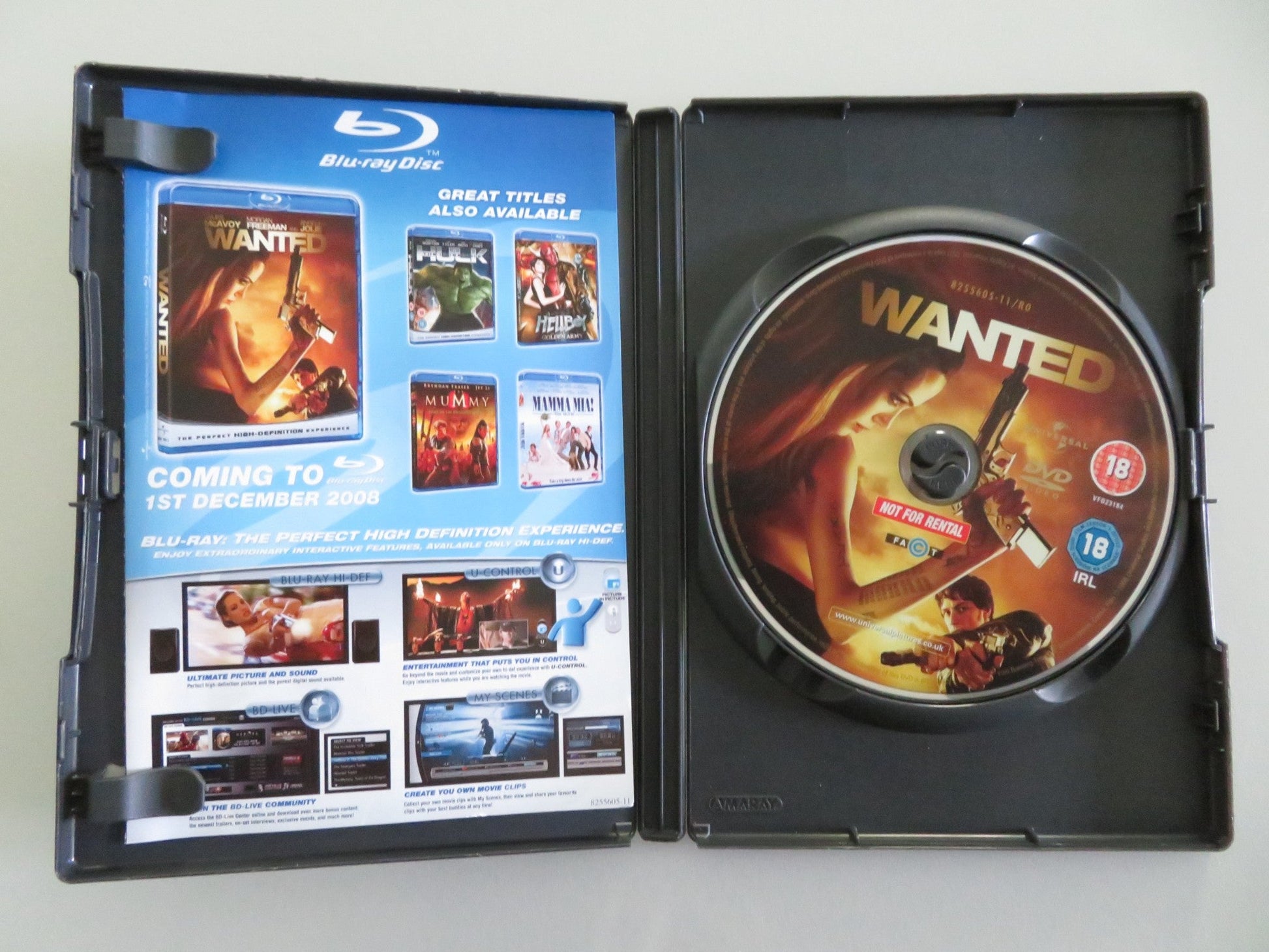 WANTED (DVD) JAMES MCAVOY ANGELINA JOLIE 2008 REGION 2, 5 Movie posters