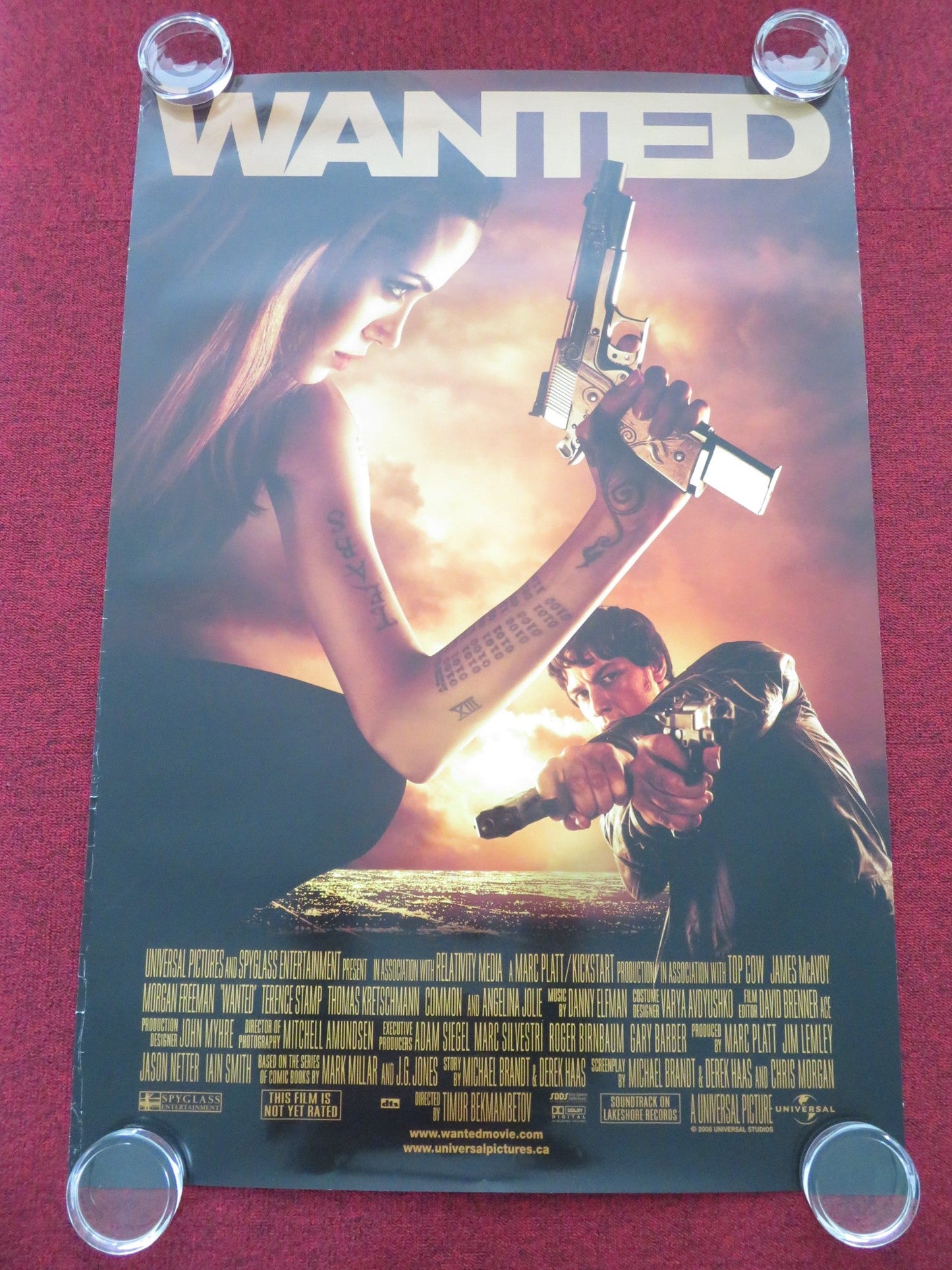 Wanted US One Sheet Rolled Poster James McAvoy Morgan Freeman A. Jolie 2008 Movie posters