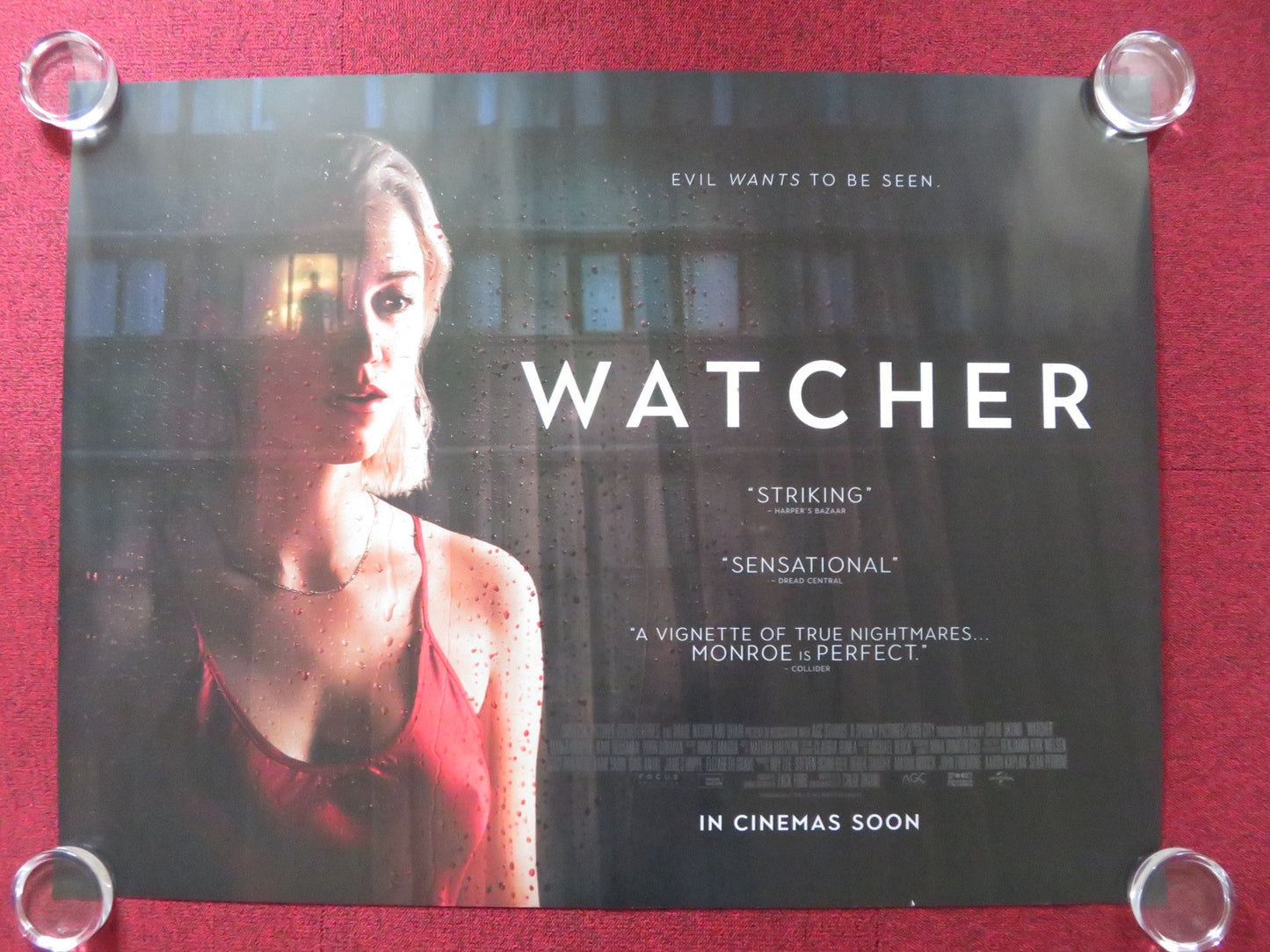 WATCHER UK QUAD ROLLED POSTER MAIKA MONROE KARL GLUSMAN 2022 Rendezvous Cinema Movie posters