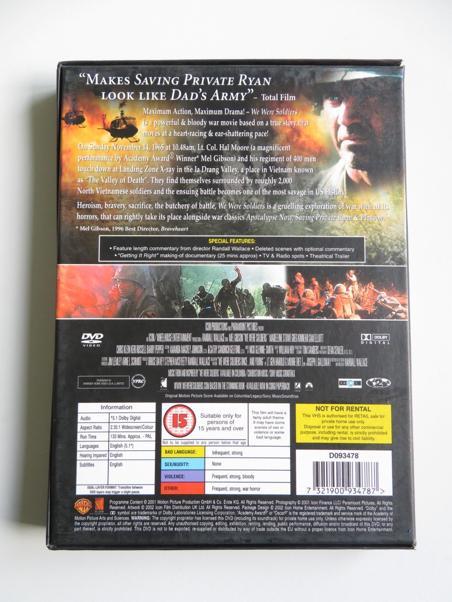 WE WERE SOLDIERS (DVD) MEL GIBSON MADELEINE STOWE 2002 REGION 2 - Rendezvous Cinema