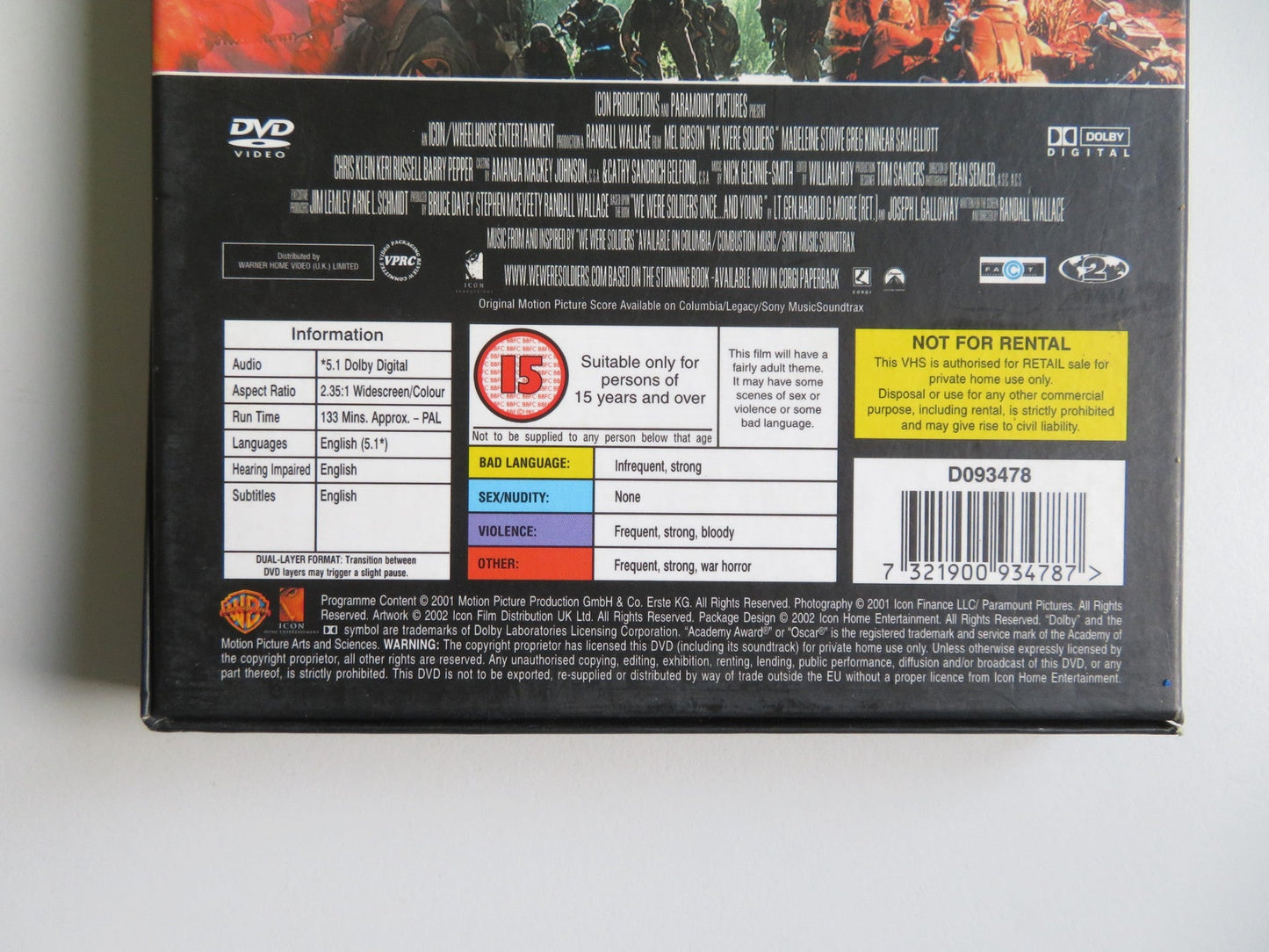 WE WERE SOLDIERS (DVD) MEL GIBSON MADELEINE STOWE 2002 REGION 2 - Rendezvous Cinema